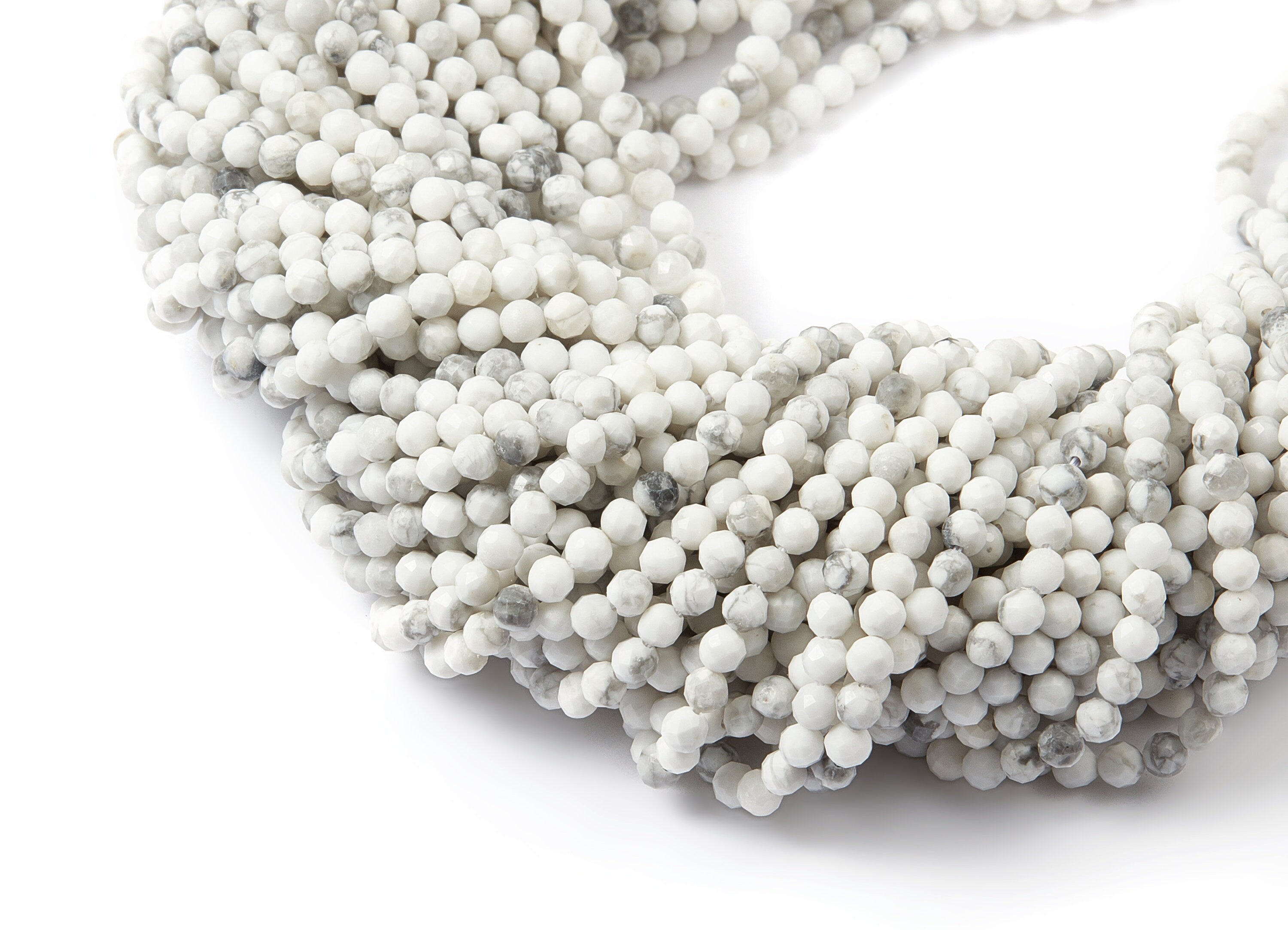 Faceted Gemstone Beads - Howlite Beads - 15.7&quot; / 124PCS / 1 Strand - 3.17x3.17mm - Gemstone Beads - NS1008A - DOMEDBAZAAR