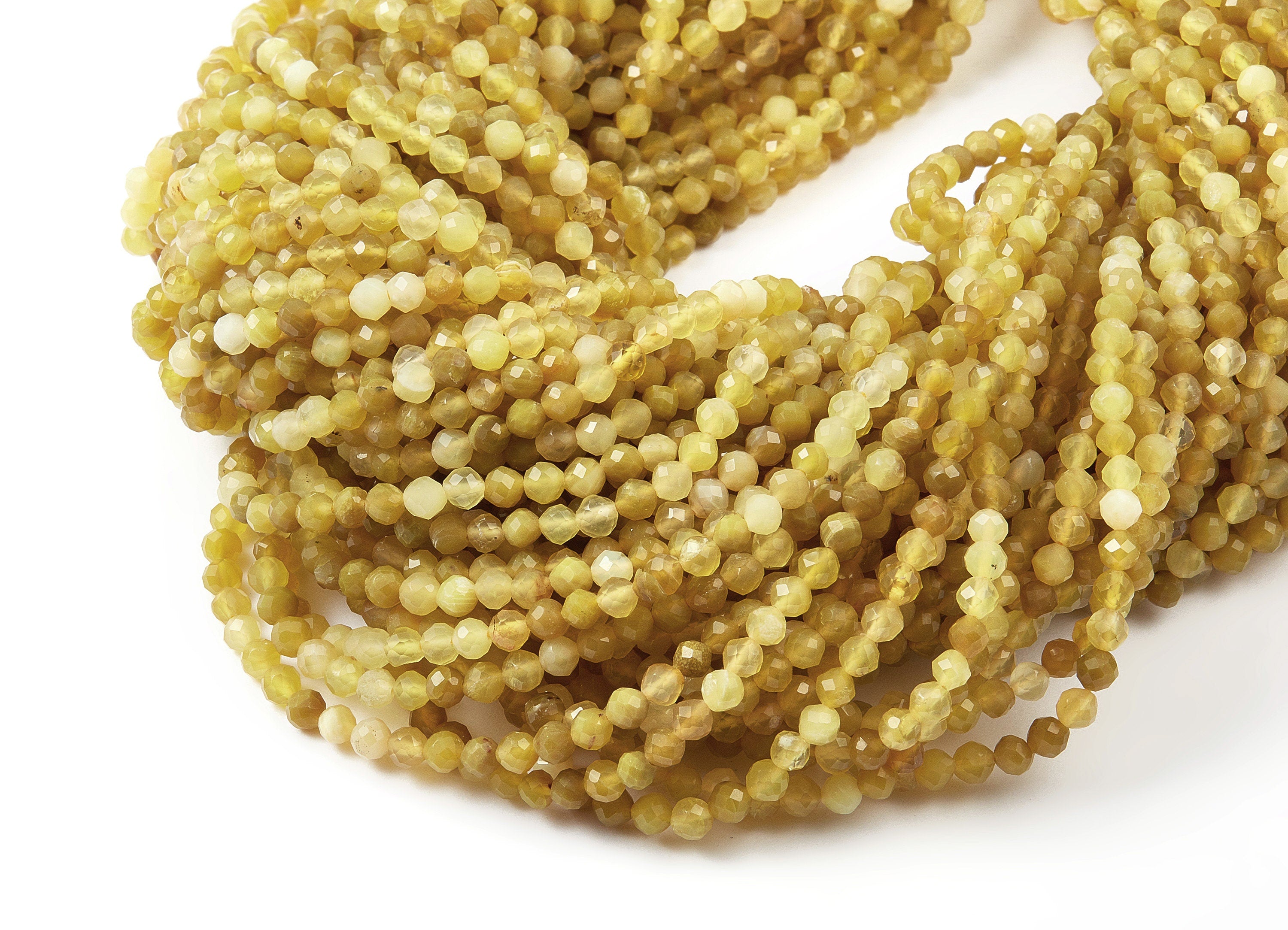 Faceted Gemstone Beads - Yellow Opal Beads - 15.7&quot; / 114PCS /1 Strand - 3.7x3.7mm - Gemstone Beads - NS1010A - DOMEDBAZAAR