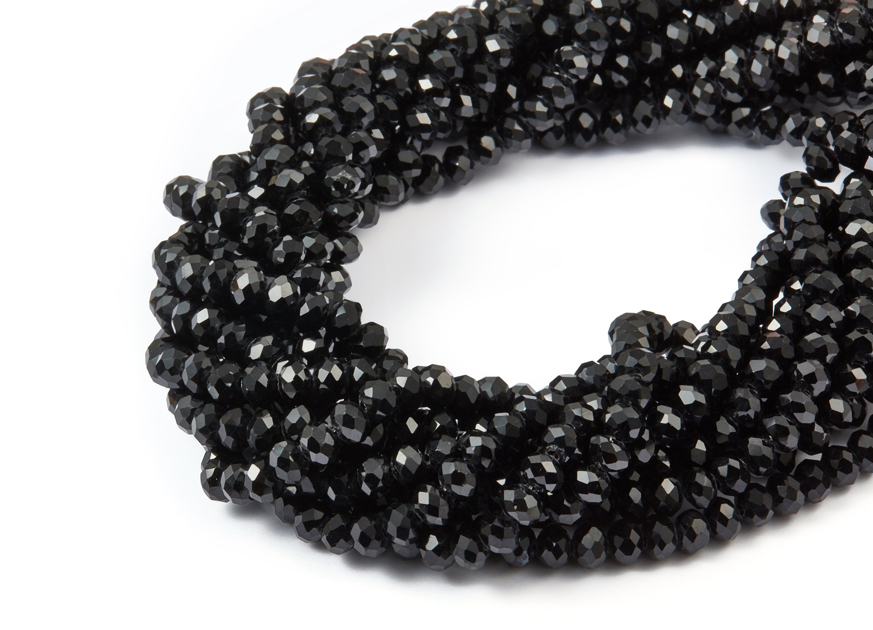 Crystal Beads - Faceted Black Crystal Beads - Jade Crystal Beads - 15.5&quot;/ 98pcs / 1 Strand - 5.6x5.6x4.5mm - GB1001B6 - DOMEDBAZAAR