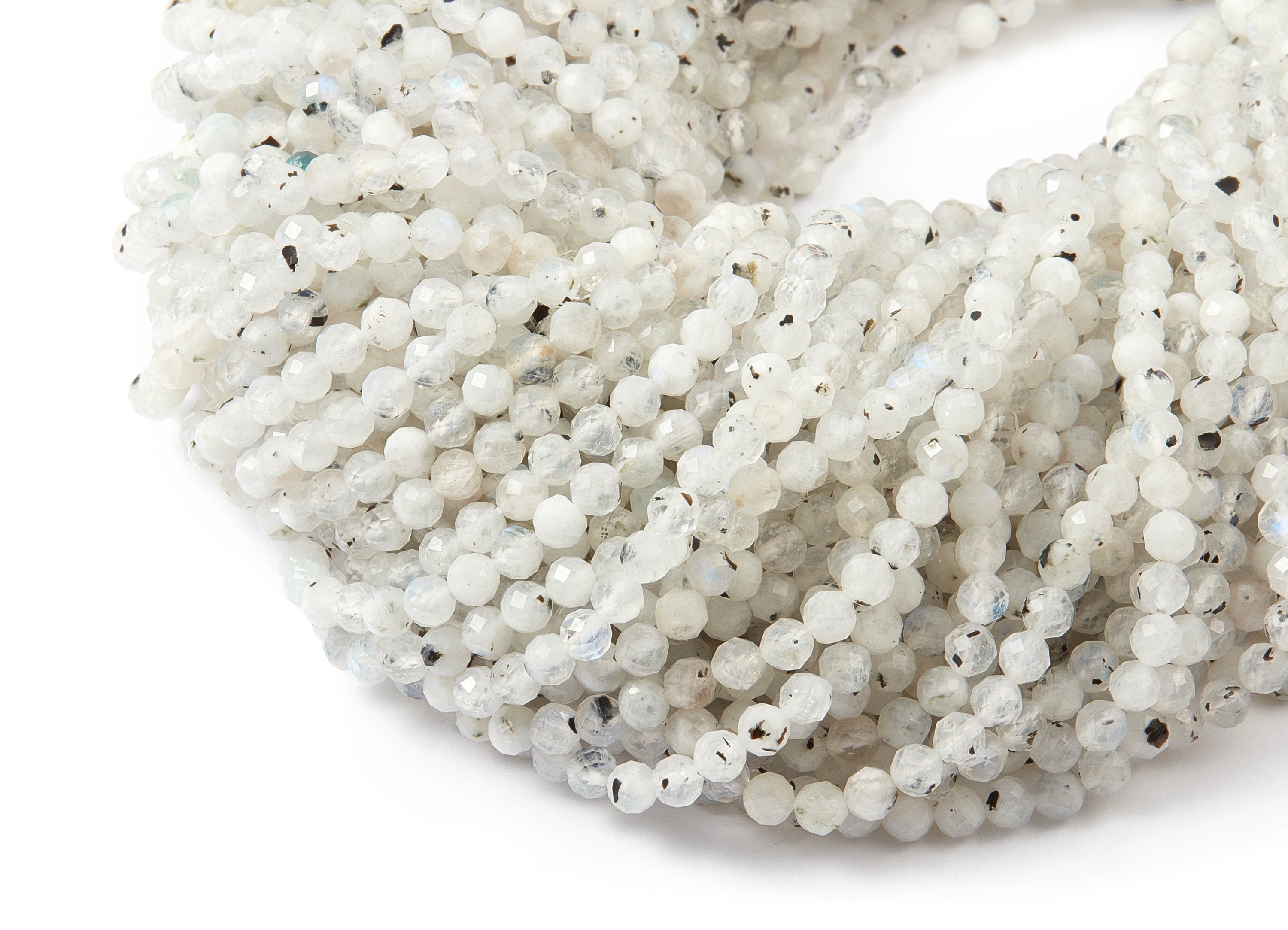 White Faceted Gemstone Beads - Moon Stone Beads - 15.9&quot; /  90pcs / 1 Strand - 4.54x4.54mm - Gemstone Beads - NS1003B - DOMEDBAZAAR