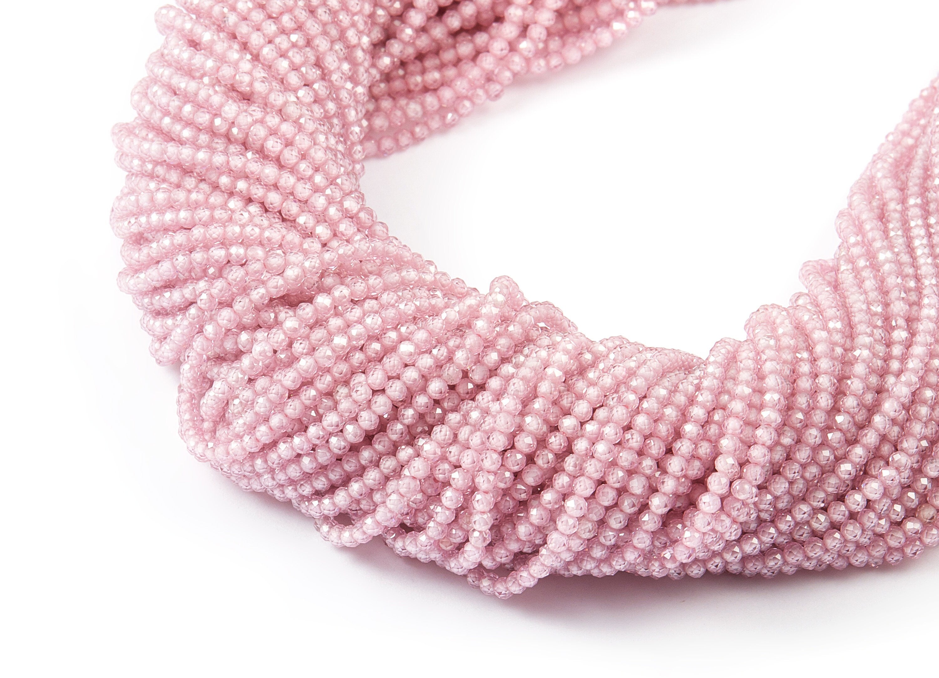 Pink Zircon Round Faceted Beads - Pink Zircon Beads - 15.5&quot; / 211pcs / 1 Strand - 2.1x2.1mm - Gemstone Beads - NS1021A - DOMEDBAZAAR