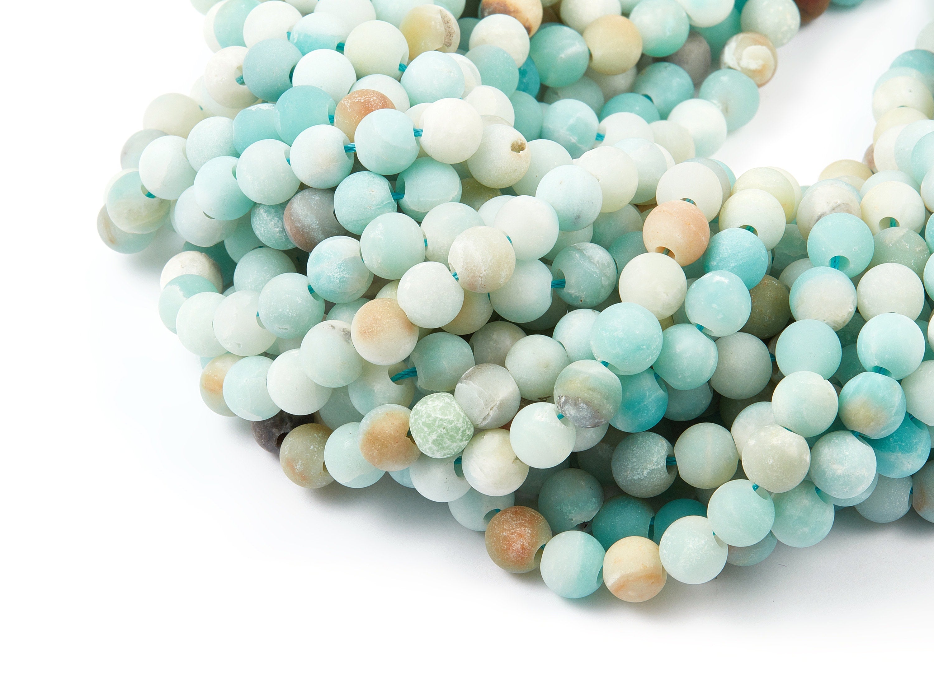 Round Gemstone Beads - Matte China Amazonite Beads - 15.5&quot; / 52pcs / 1 strand - 8.3x8.3mm - Gemstone Beads - NS1012H - DOMEDBAZAAR