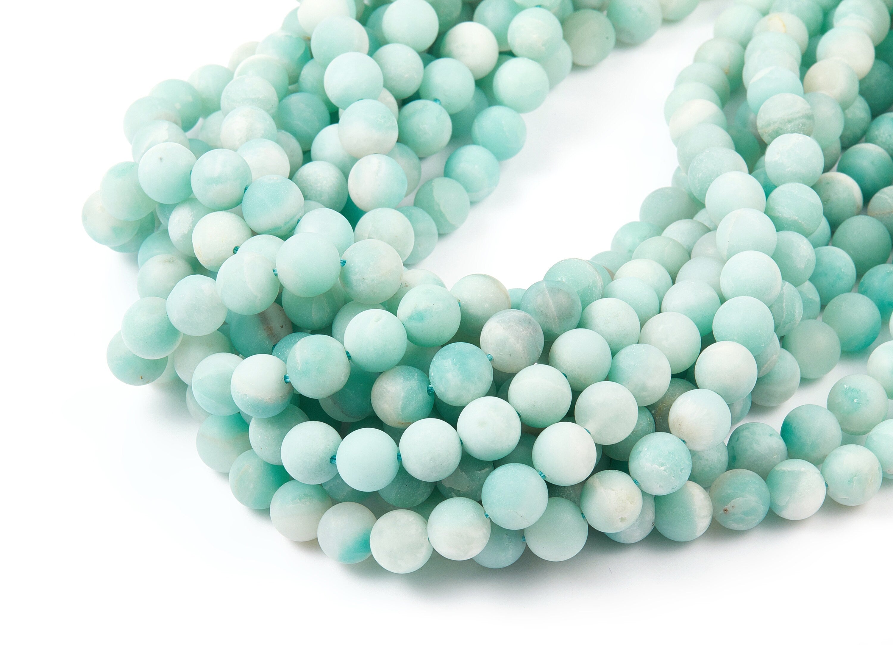 Round Gemstone Beads - Matte China Amazonite Beads - 15.15&quot; / 51pcs / 1 strand - 8x8mm - Gemstone Beads - NS1012G - DOMEDBAZAAR