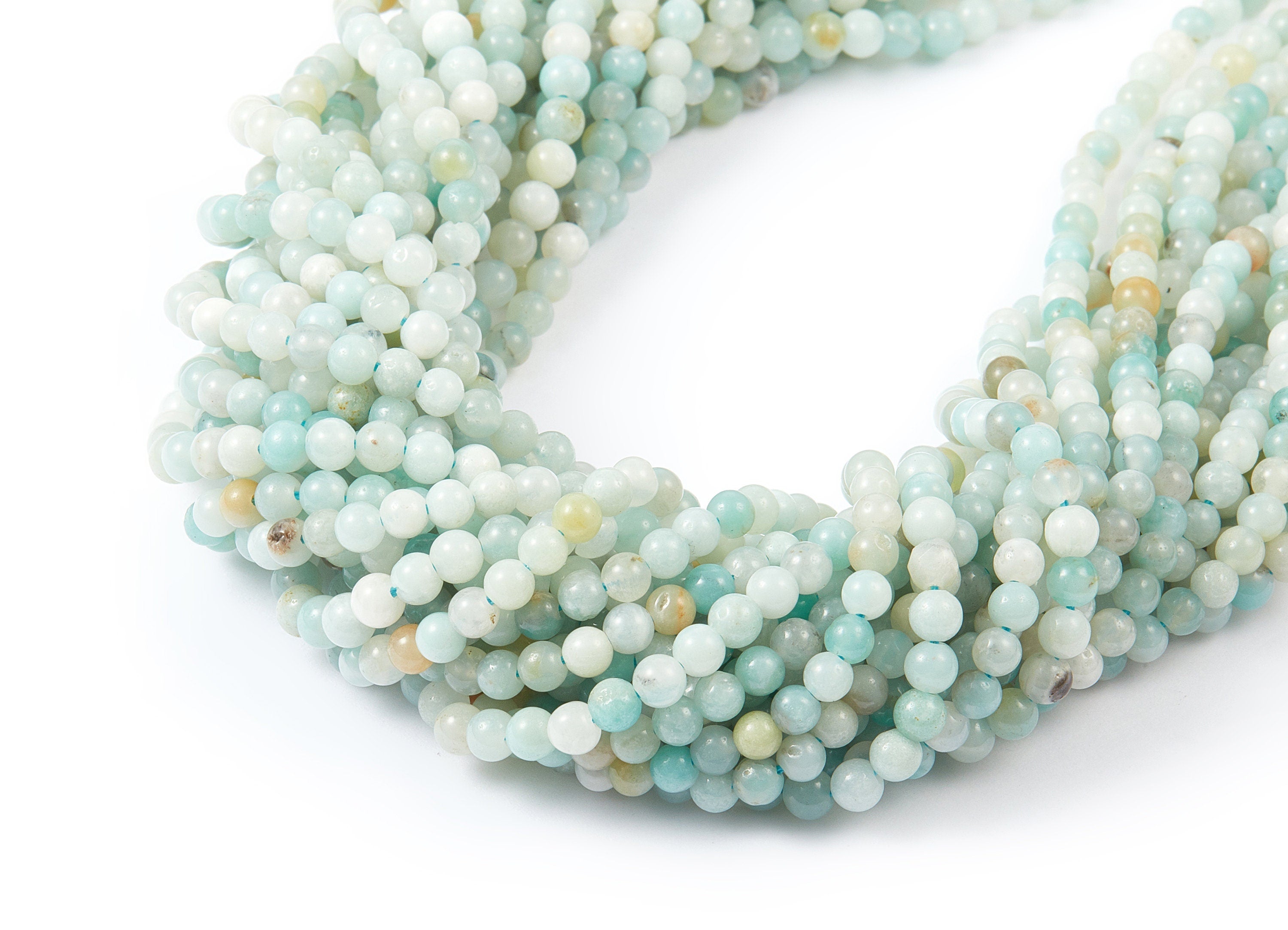 Round Gemstone Beads - China Amazonite Beads - 15.35&quot; /50pcs / 1 strand - 4.1x4.1mm - Gemstone Beads - NS1012L - DOMEDBAZAAR