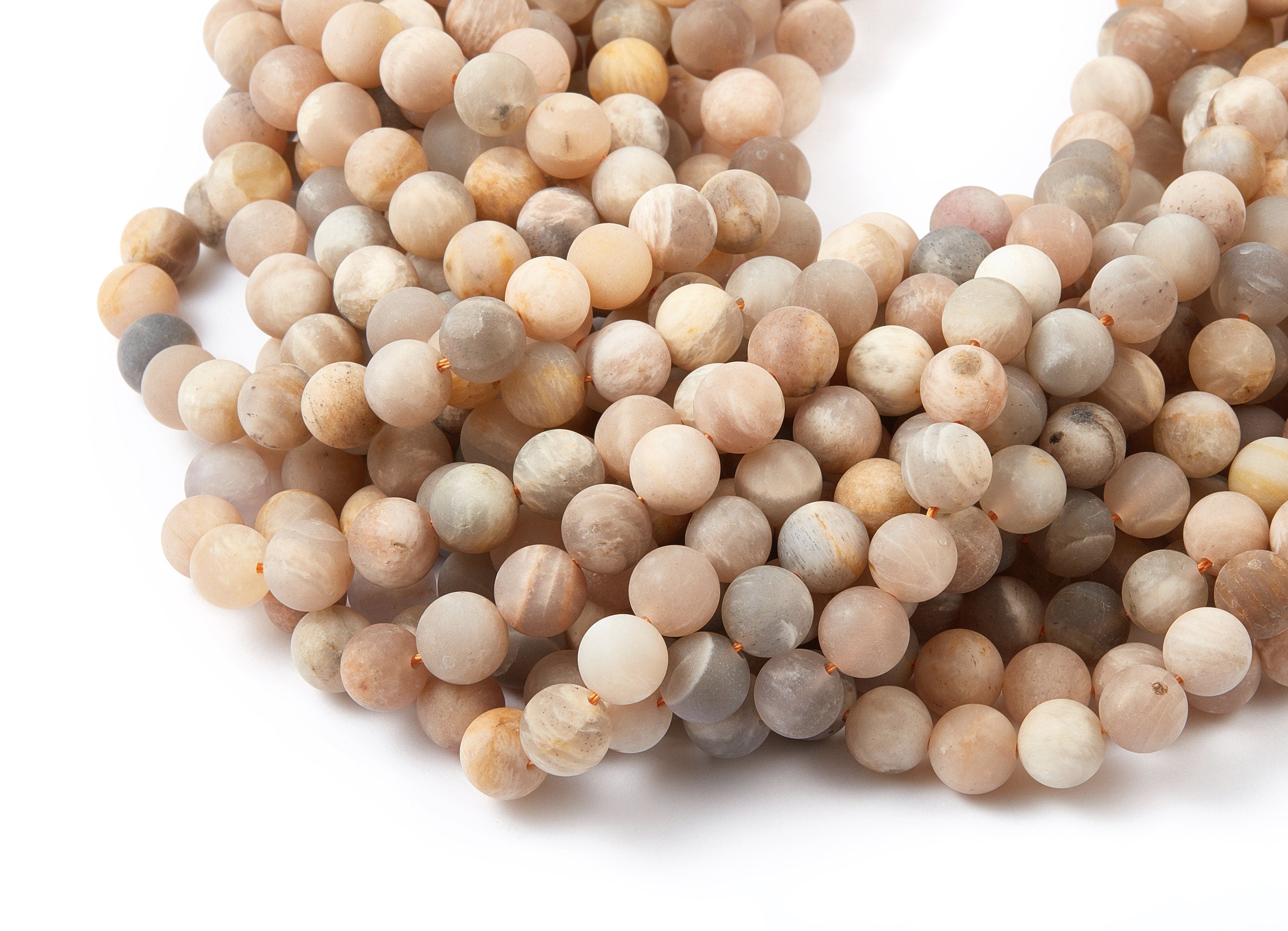 Round Gemstone Beads - Matte Brazil Sun Stone Beads - Choi Moon Bdeas - 15.5&quot; / 49pcs / 1 strand - 8x8mm - Gemstone Beads - NS1023B - DOMEDBAZAAR