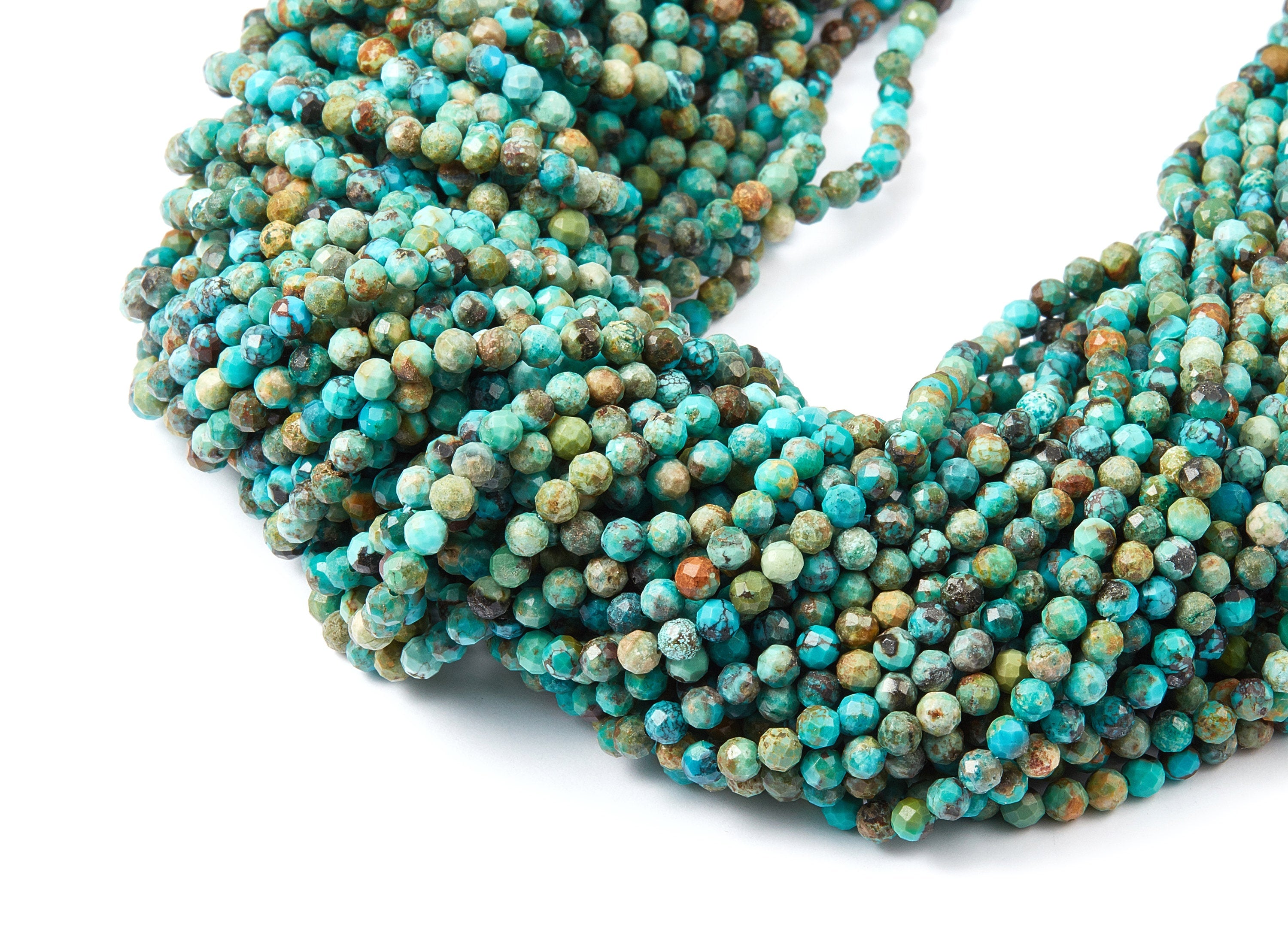 Faceted Gemstone Beads - Turquoise Beads - 15.35&quot; / 112pcs / 1 Strand - 3.48x3.48mm - Gemstone Beads - NS1011A - DOMEDBAZAAR