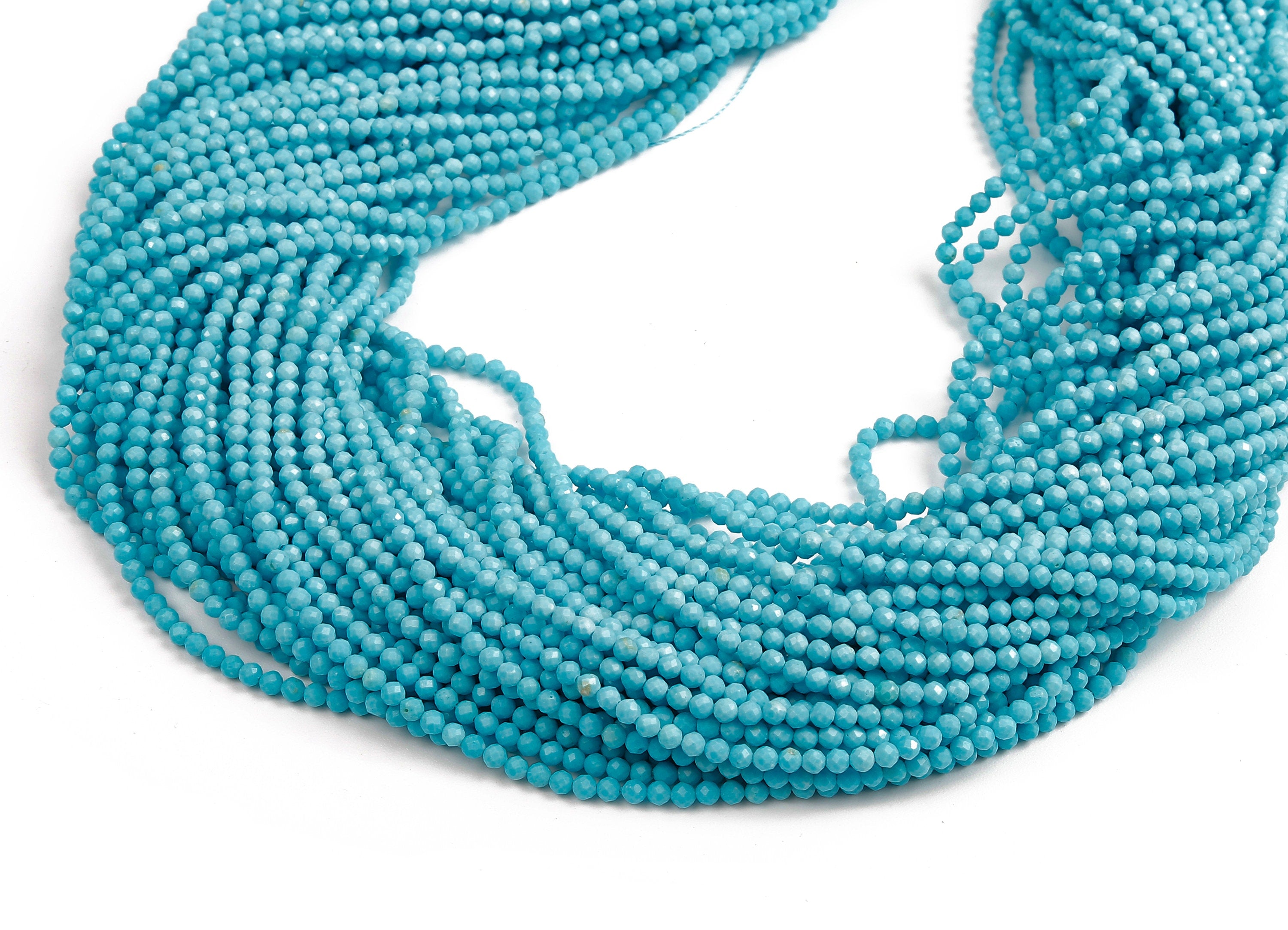 Faceted Gemstone Beads - Turquoise Beads - 15.35&quot; / 170Pcs / 1 Strand - 2.46x2.46mm - Gemstone Beads - NS1048 - DOMEDBAZAAR