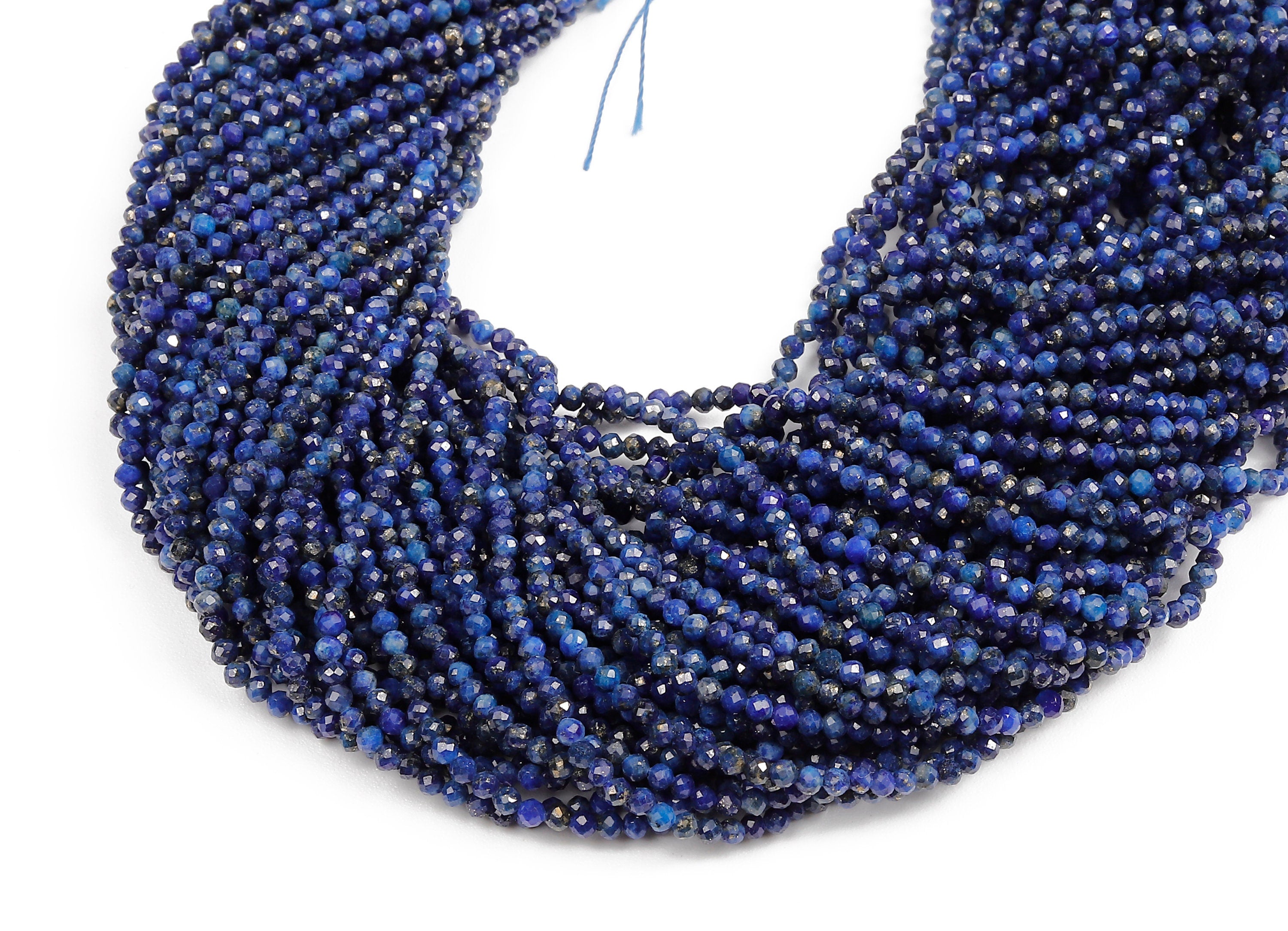 Faceted Gemstone Beads - Lapis Lazuli Beads - 15.5&quot;/186PCS/ 1 Strand - 2.43x2.43mm - Natural Stone Beads - NS1050 - DOMEDBAZAAR