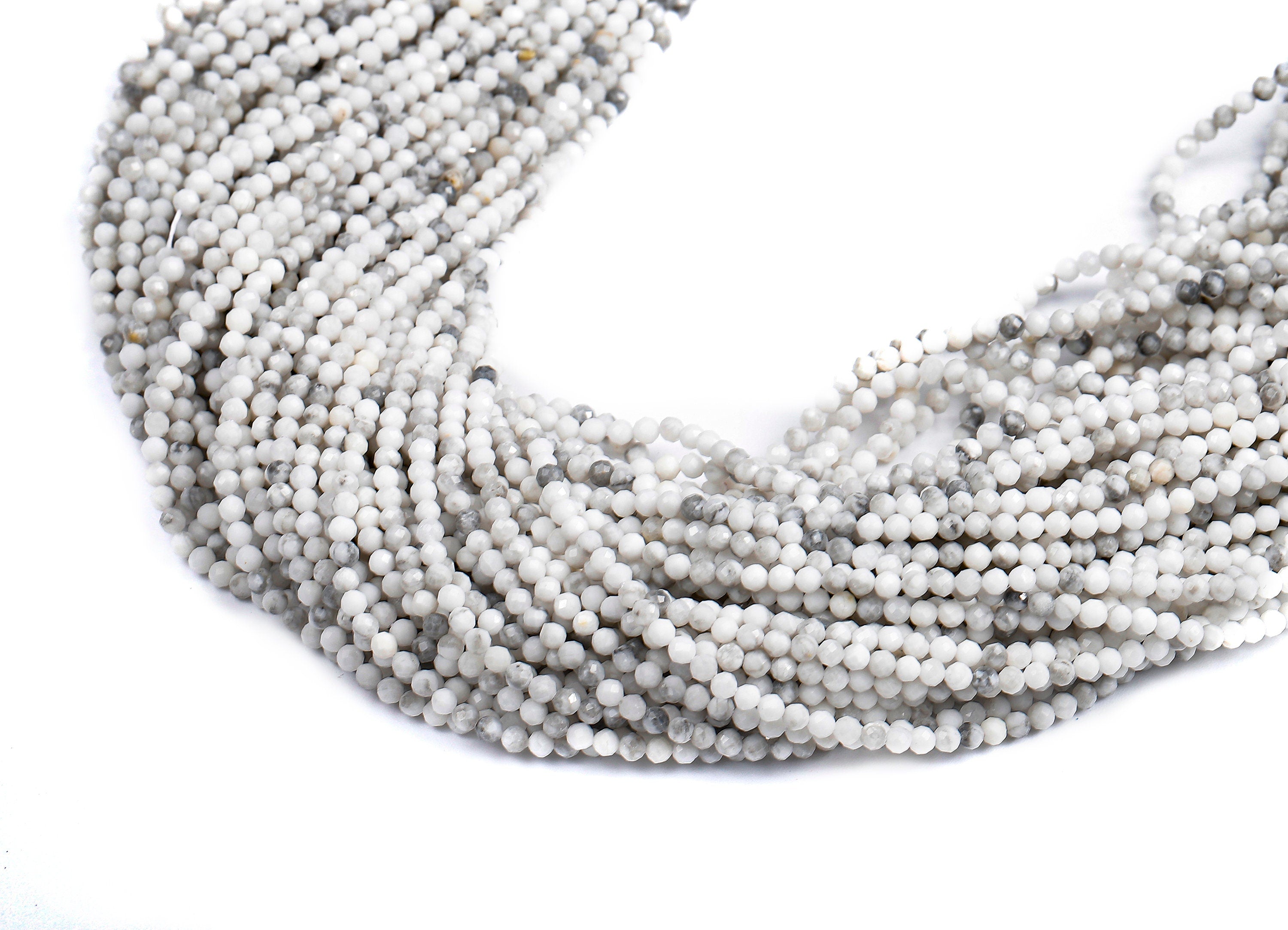 Faceted Gemstone Beads - Howlite Beads - 16.2&quot; / 160Pcs / 1 Strand - 2.74x2.74mm - Gemstone Beads - NS1049 - DOMEDBAZAAR