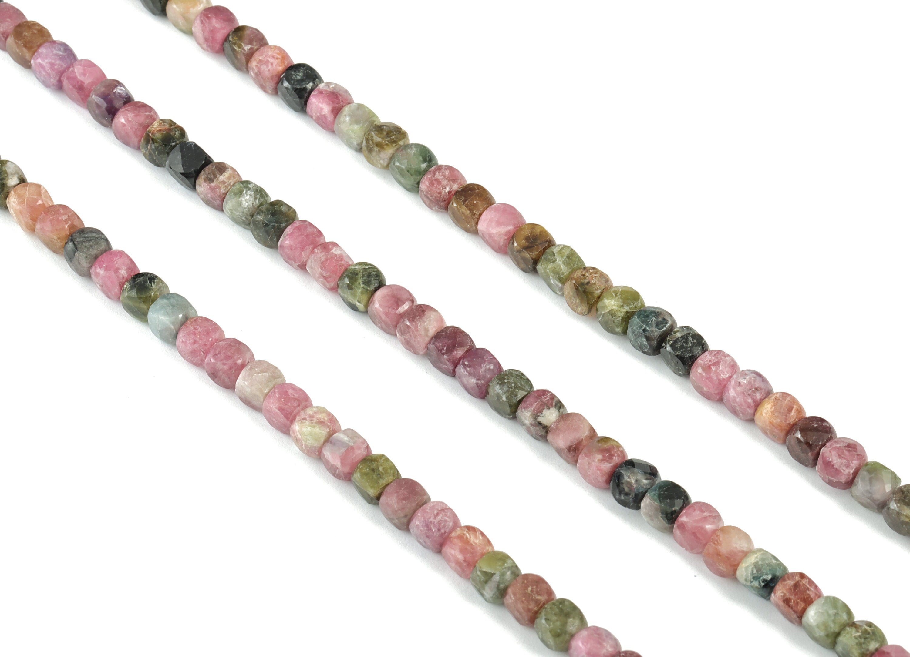Tourmaline Cube Beads 4mm - 15.5 inch - Faceted Cube Gemstone Beads - Natural Stone Beads - 4x4mm - NS1072 - DOMEDBAZAAR