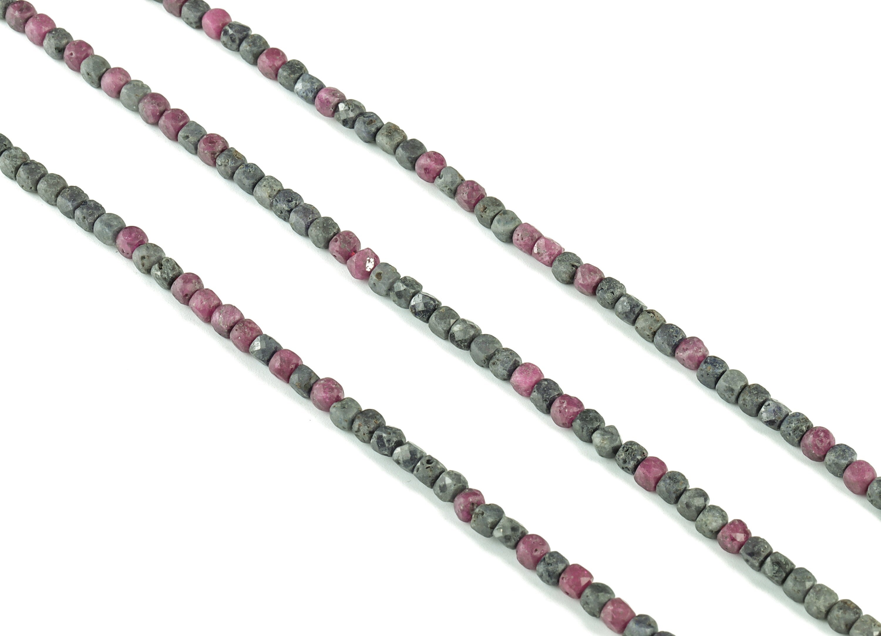Ruby Sapphire Cube Beads 4mm - 15.5 inch - Faceted Cube Gemstone Beads - Natural Stone Beads - 4x4mm - NS1087 - DOMEDBAZAAR