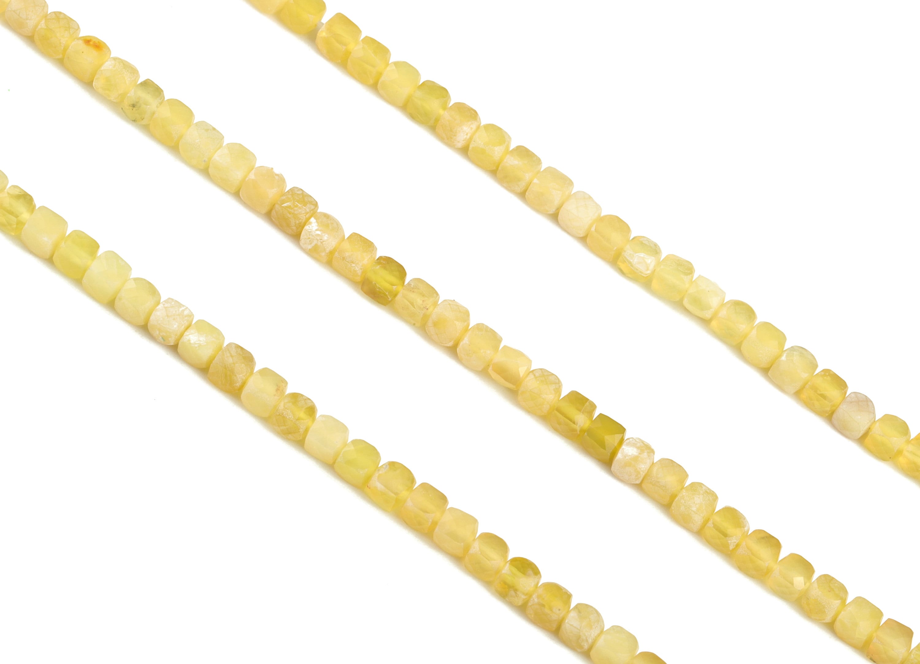 Yellow Opal Cube Beads 4mm - 15.5 inch - Faceted Cube Gemstone Beads - Natural Stone Beads - 4x4mm - NS1088 - DOMEDBAZAAR