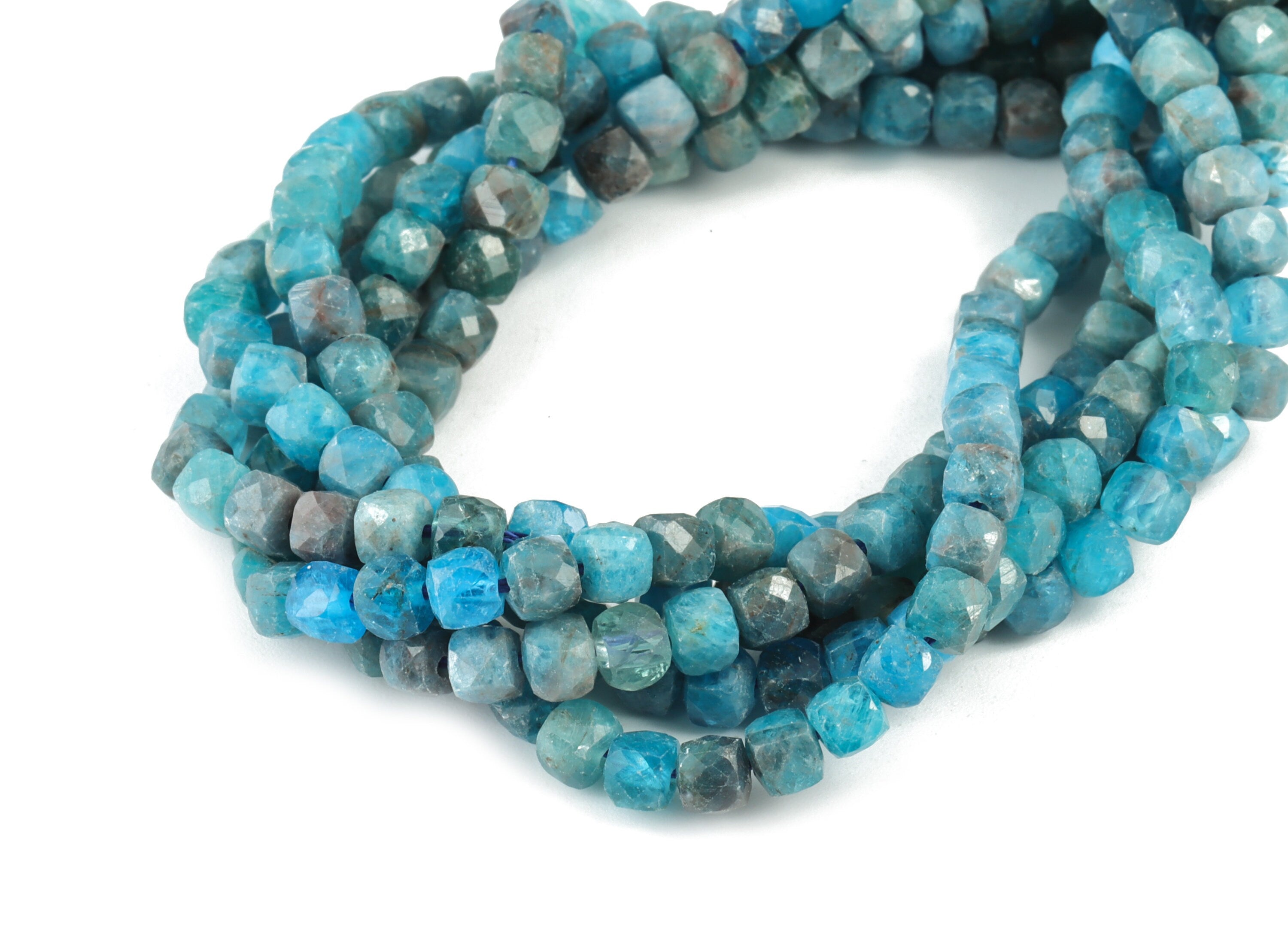 Apatite Cube Beads 4mm - 15.5 inch - Faceted Cube Gemstone Beads - Natural Stone Beads - 4x4mm - NS1095 - DOMEDBAZAAR