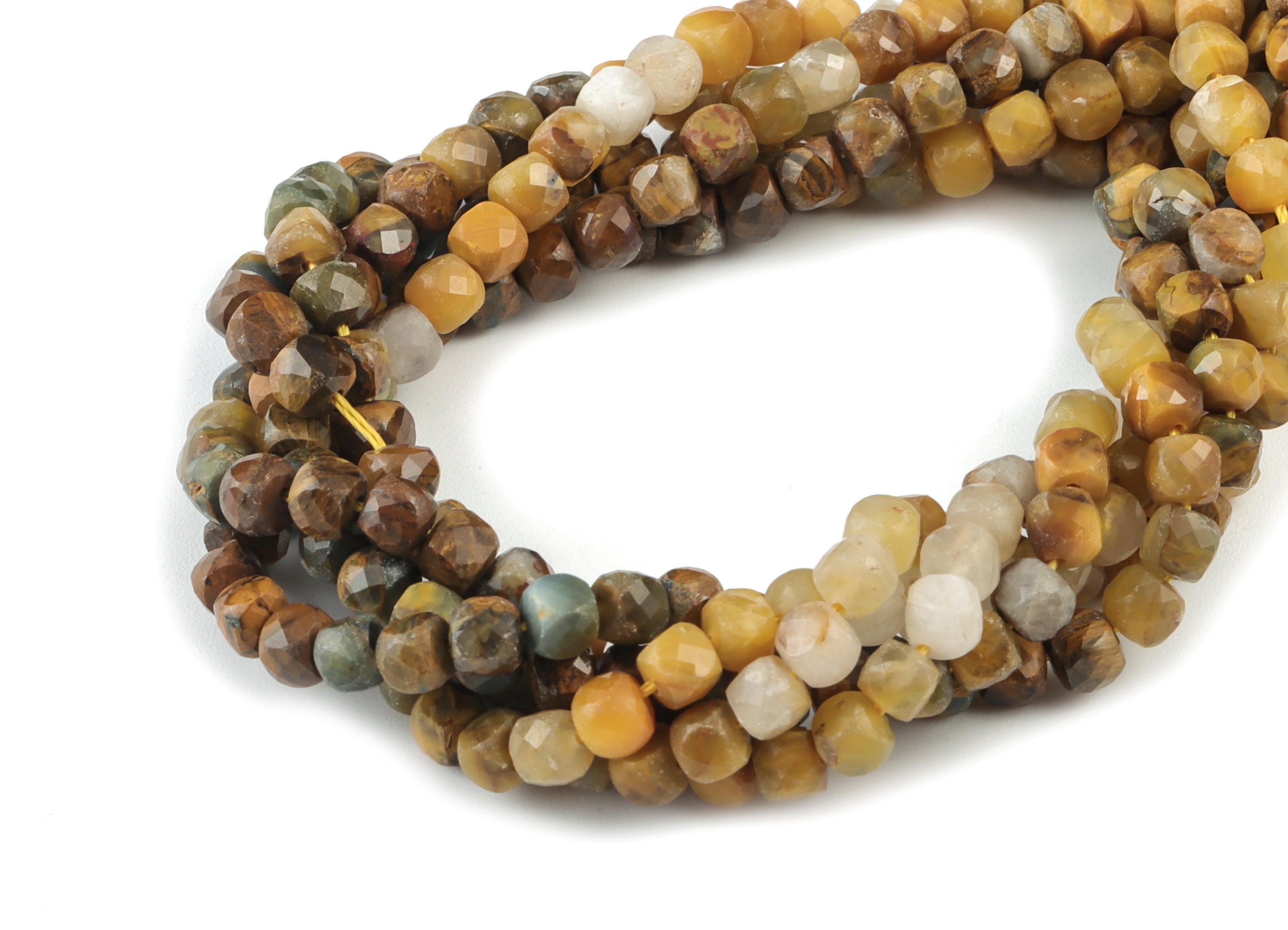 Petter Cube Beads 4mm - 15.5 inch - Faceted Cube Gemstone Beads - Natural Petter Stone Beads - 4x4mm - NS1100 - DOMEDBAZAAR