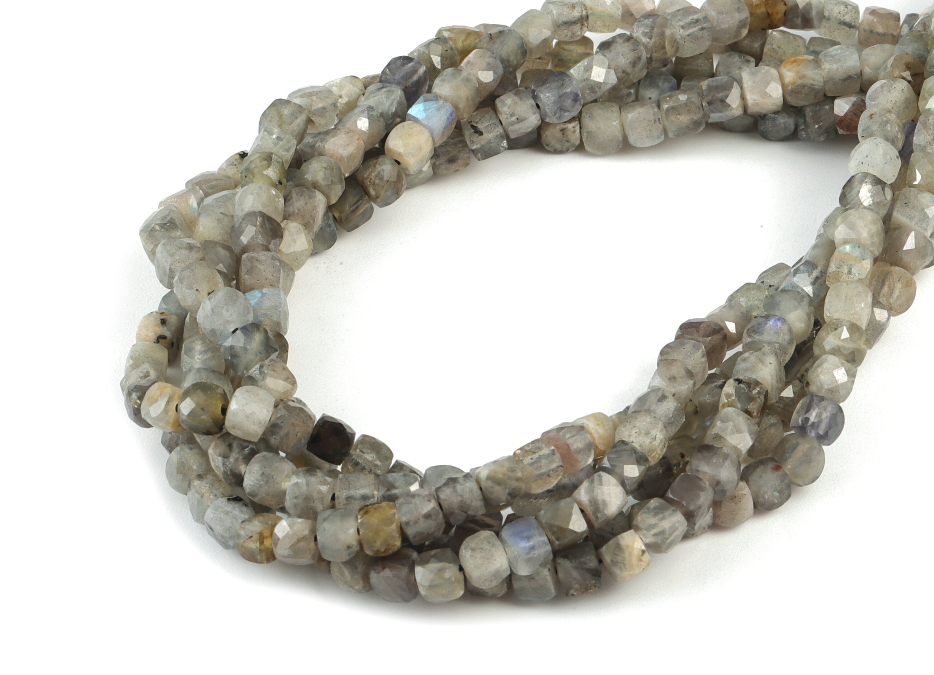 Labradorite Cube Beads 4mm - 15.5 inch - Faceted Cube Gemstone Beads - Natural Stone Beads - 4x4mm - NS1101 - DOMEDBAZAAR