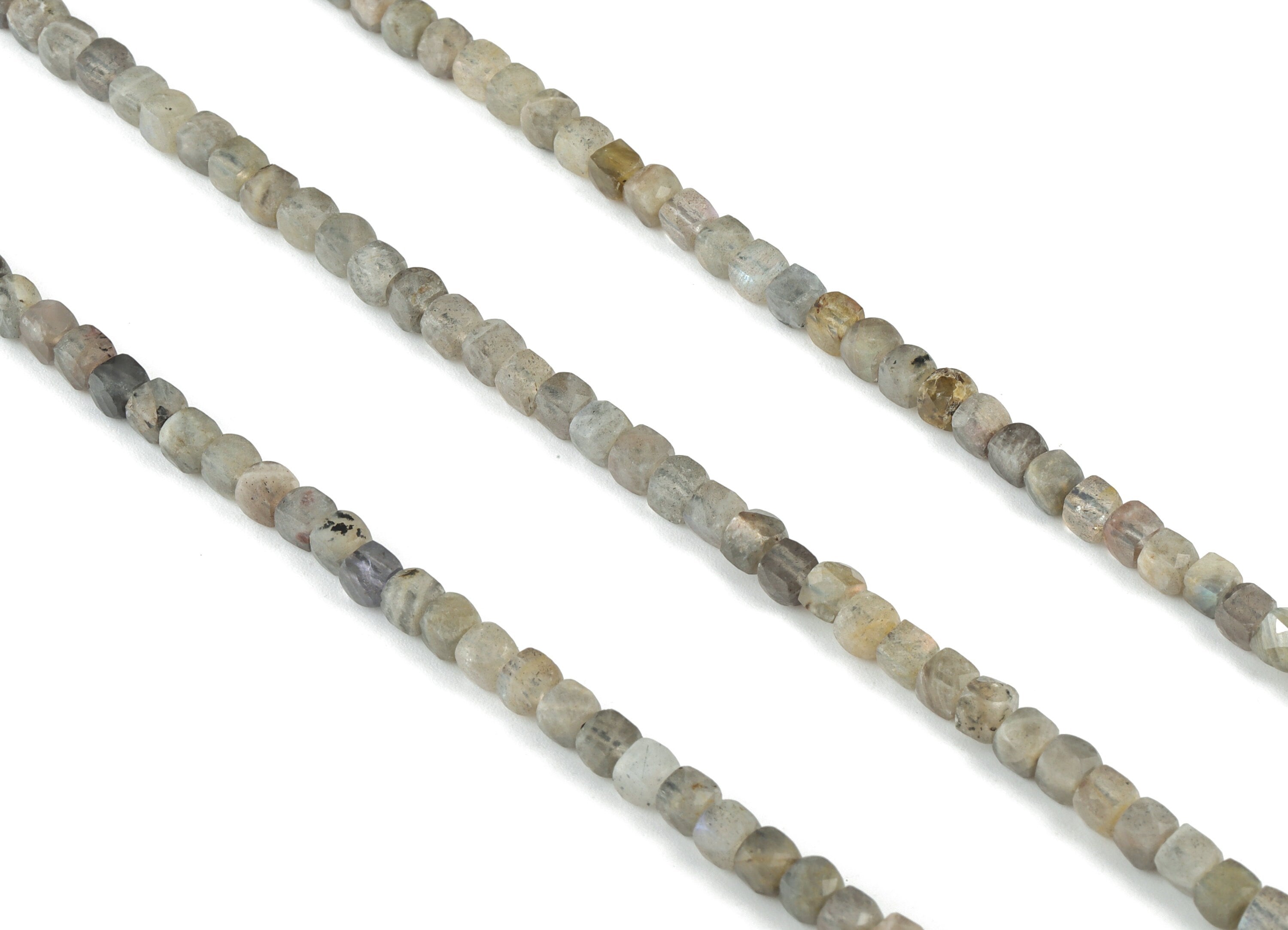 Labradorite Cube Beads 4mm - 15.5 inch - Faceted Cube Gemstone Beads - Natural Stone Beads - 4x4mm - NS1101 - DOMEDBAZAAR