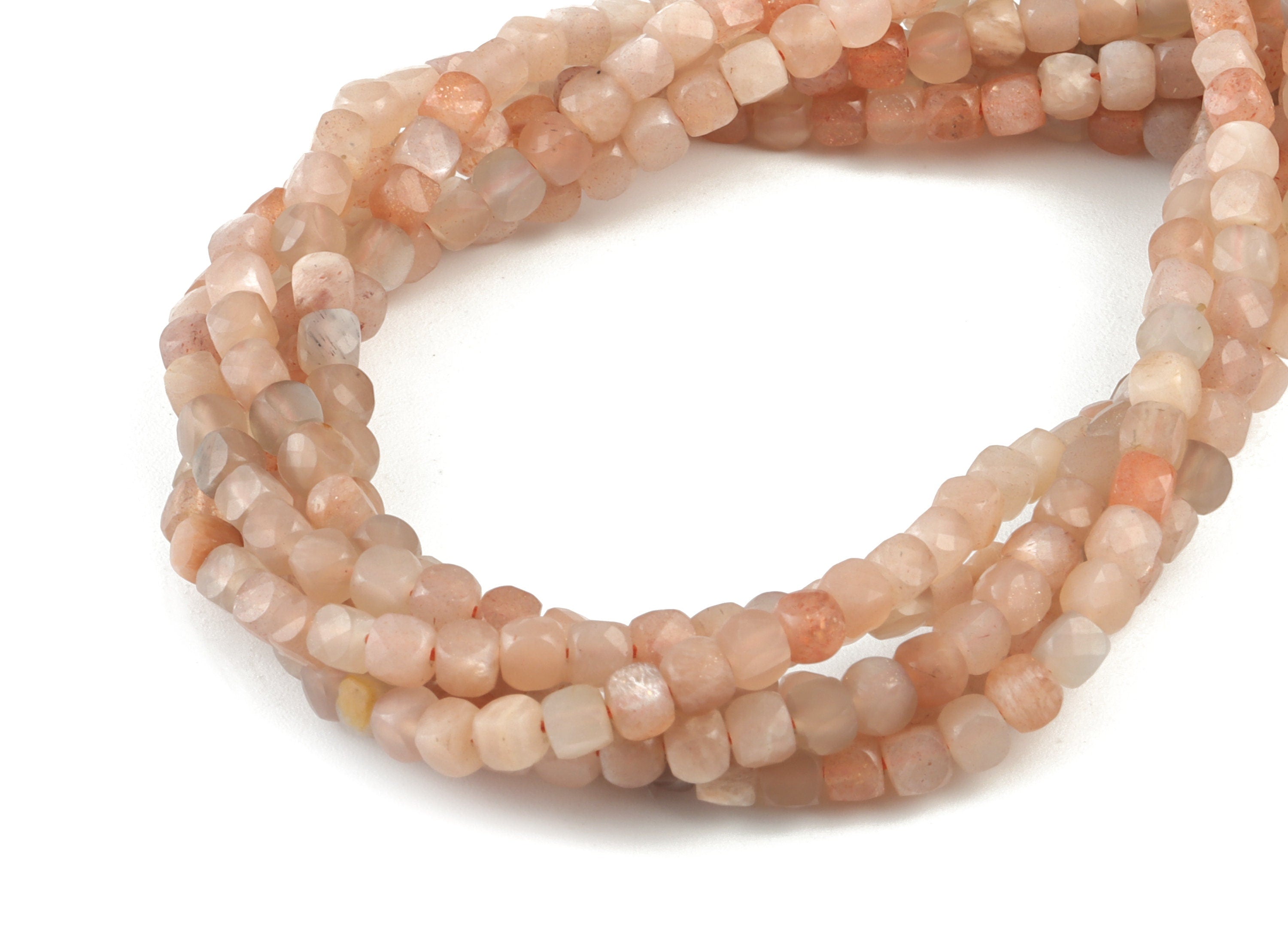 Moon Stone Cube Beads 4mm - 15.5 inch - Faceted Cube Gemstone Beads - Natural Stone Beads - 4x4mm - NS1109 - DOMEDBAZAAR