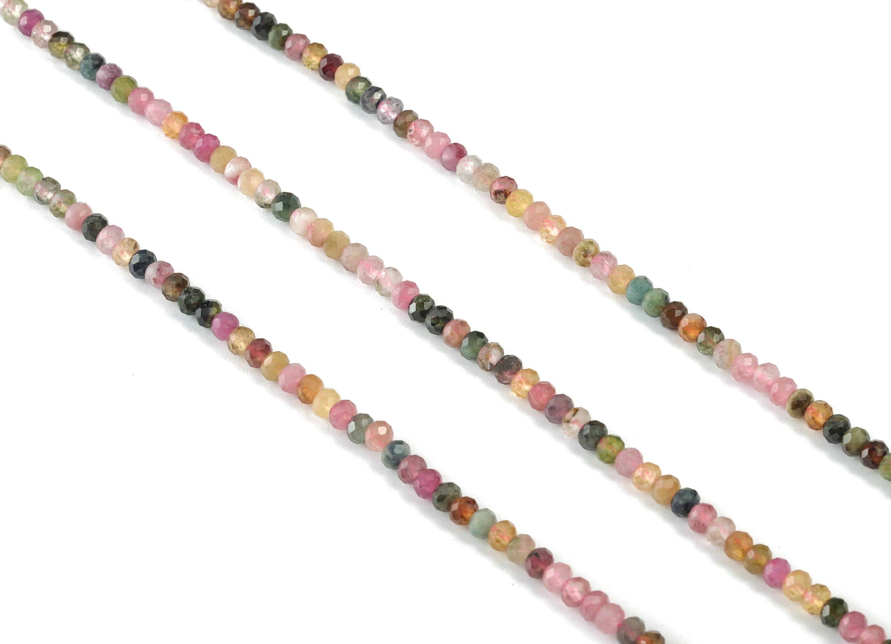 Tourmaline Round Beads 2-3mm - 15.5 inch - Faceted Round Gemstone Beads - 3A Tourmaline Natural Stone Beads  - 2x3mm - NS1110 - DOMEDBAZAAR
