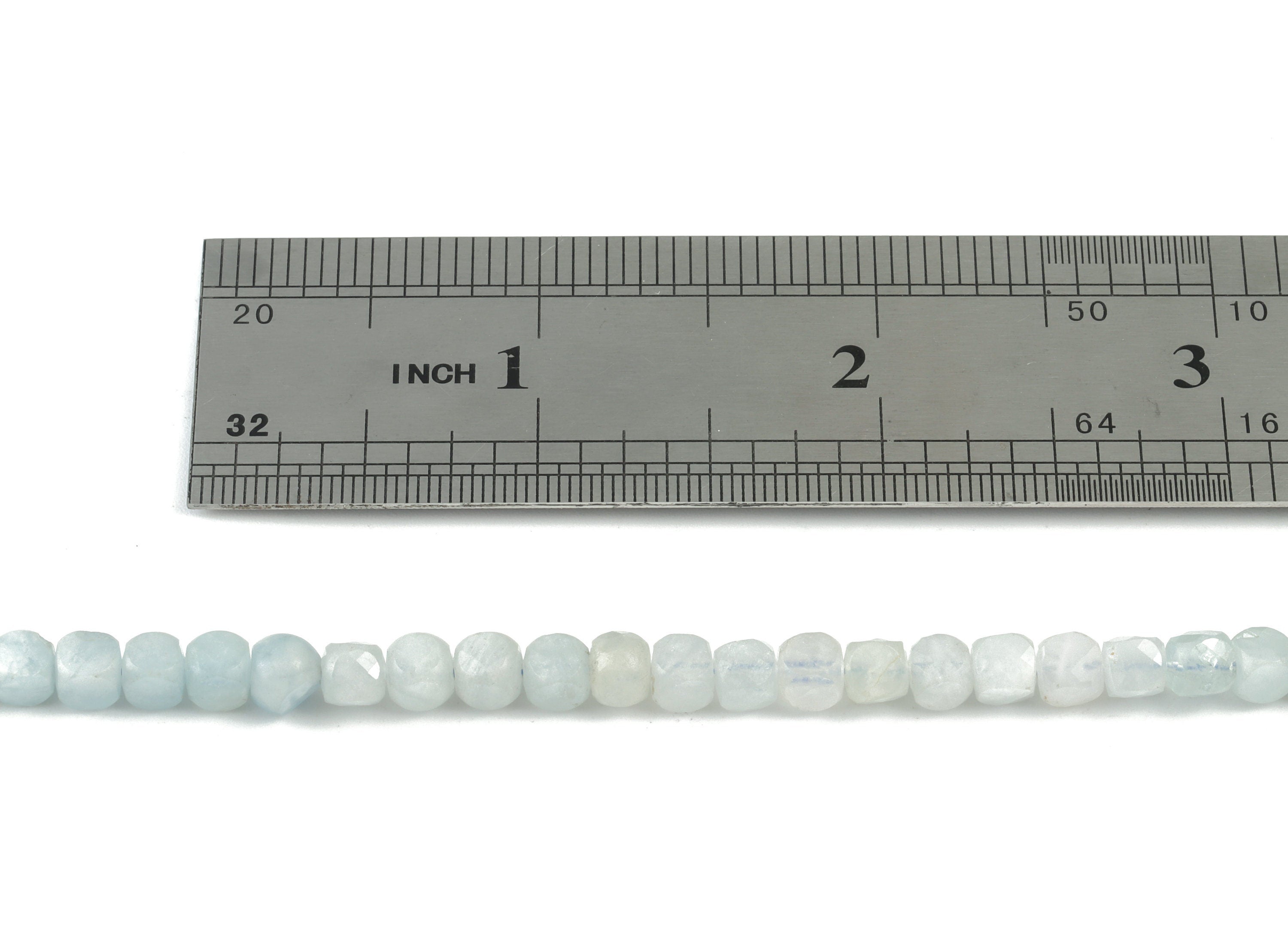 Aquamarine Cube Beads 4mm - 15.5 inch - Faceted Cube Gemstone Beads - Natural Stone Beads - 4x4mm - NS1115 - DOMEDBAZAAR