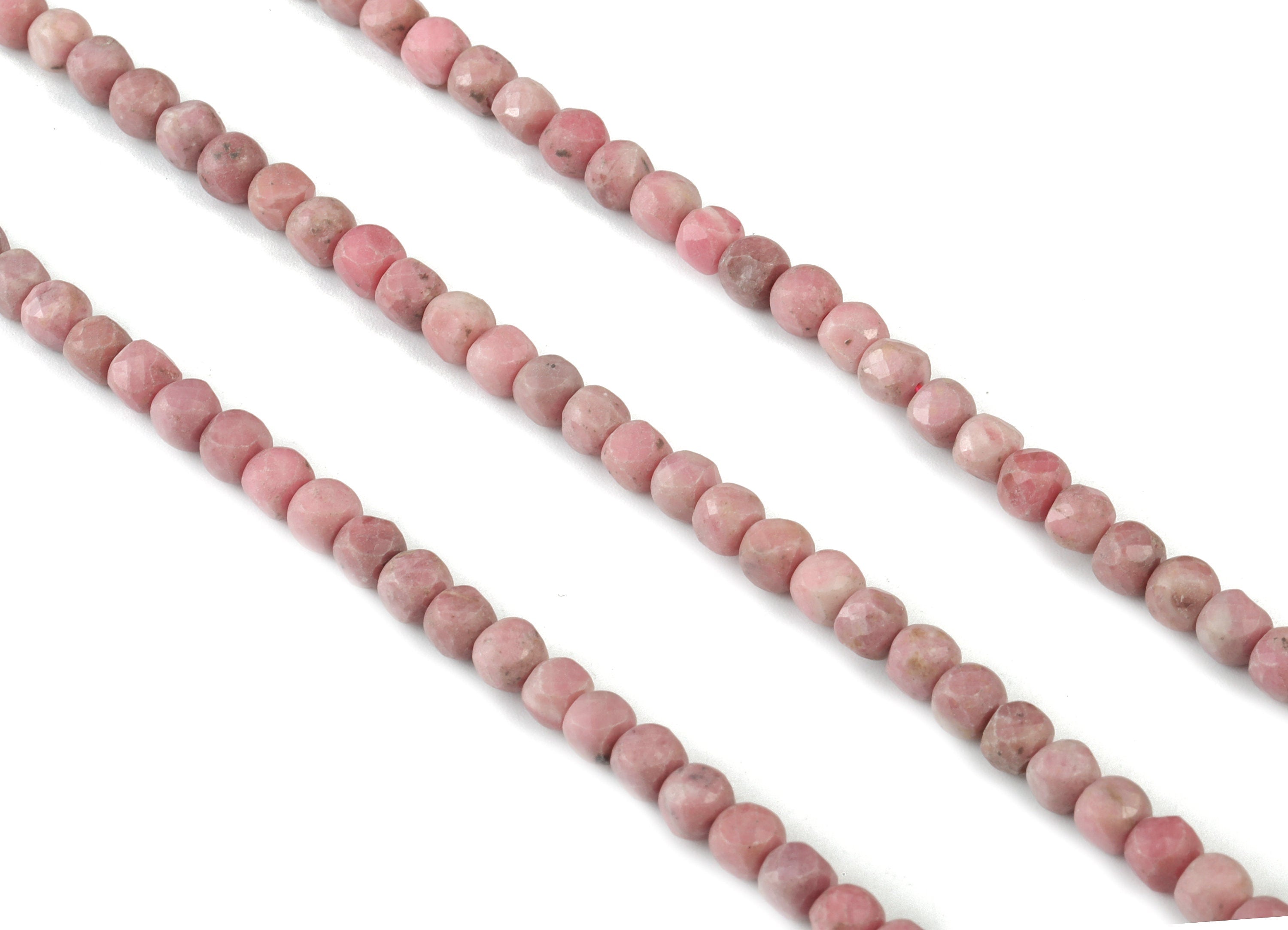 Rhodochrosite Cube Beads 4mm - 15.5 inch - Faceted Cube Gemstone Beads - Natural Stone Beads - 4x4mm - NS1118 - DOMEDBAZAAR