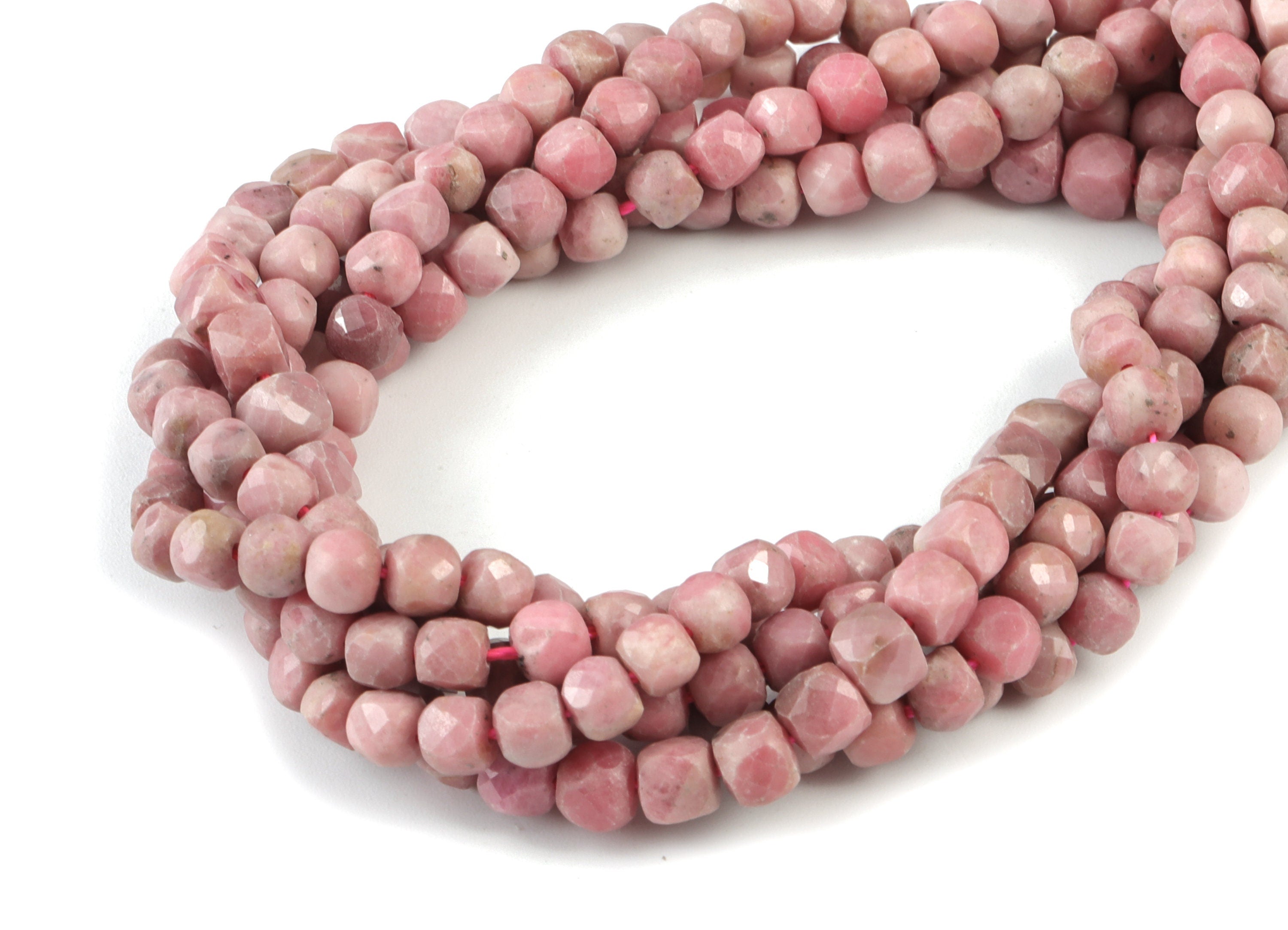 Rhodochrosite Cube Beads 4mm - 15.5 inch - Faceted Cube Gemstone Beads - Natural Stone Beads - 4x4mm - NS1118 - DOMEDBAZAAR