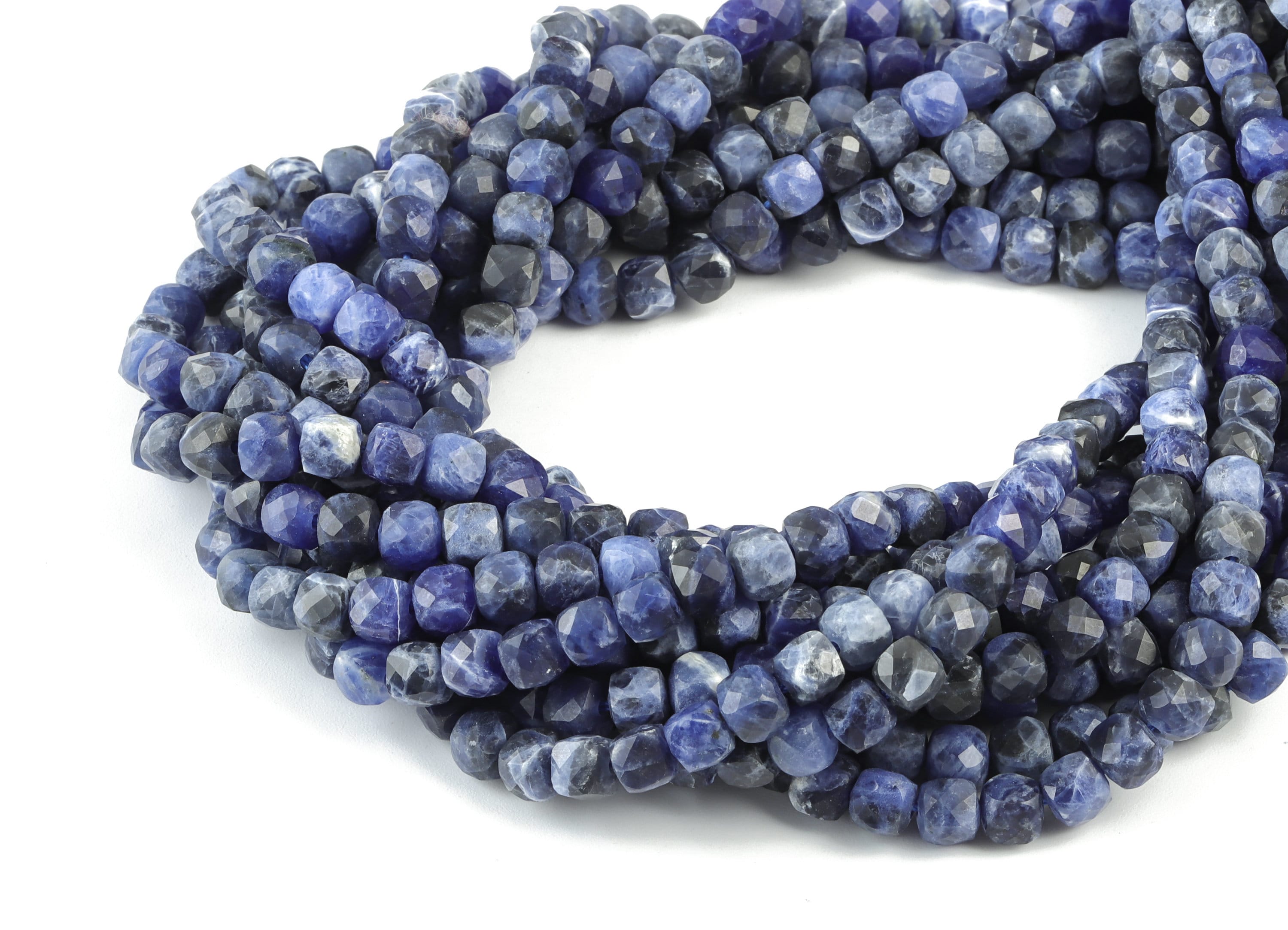 Sodalite Cube Beads 5mm - 15.5 inch - Faceted Cube Gemstone Beads - Natural Stone Beads - 5x5mm - NS1124 - DOMEDBAZAAR