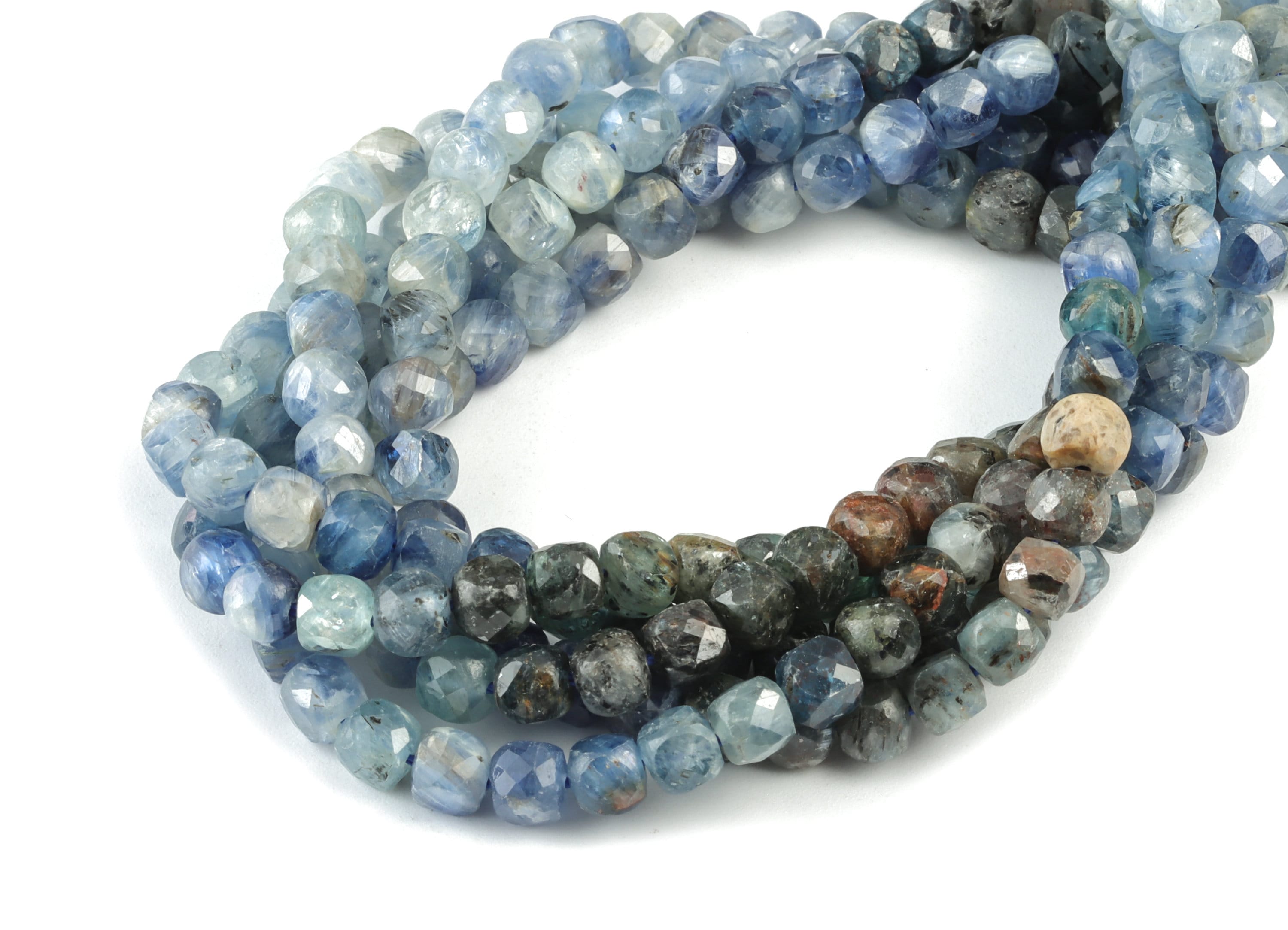 Kyanite Cube Beads 4mm - 15.5 inch - Faceted Cube Gemstone Beads - Natural Stone Beads - 4x4mm - NS1125 - DOMEDBAZAAR