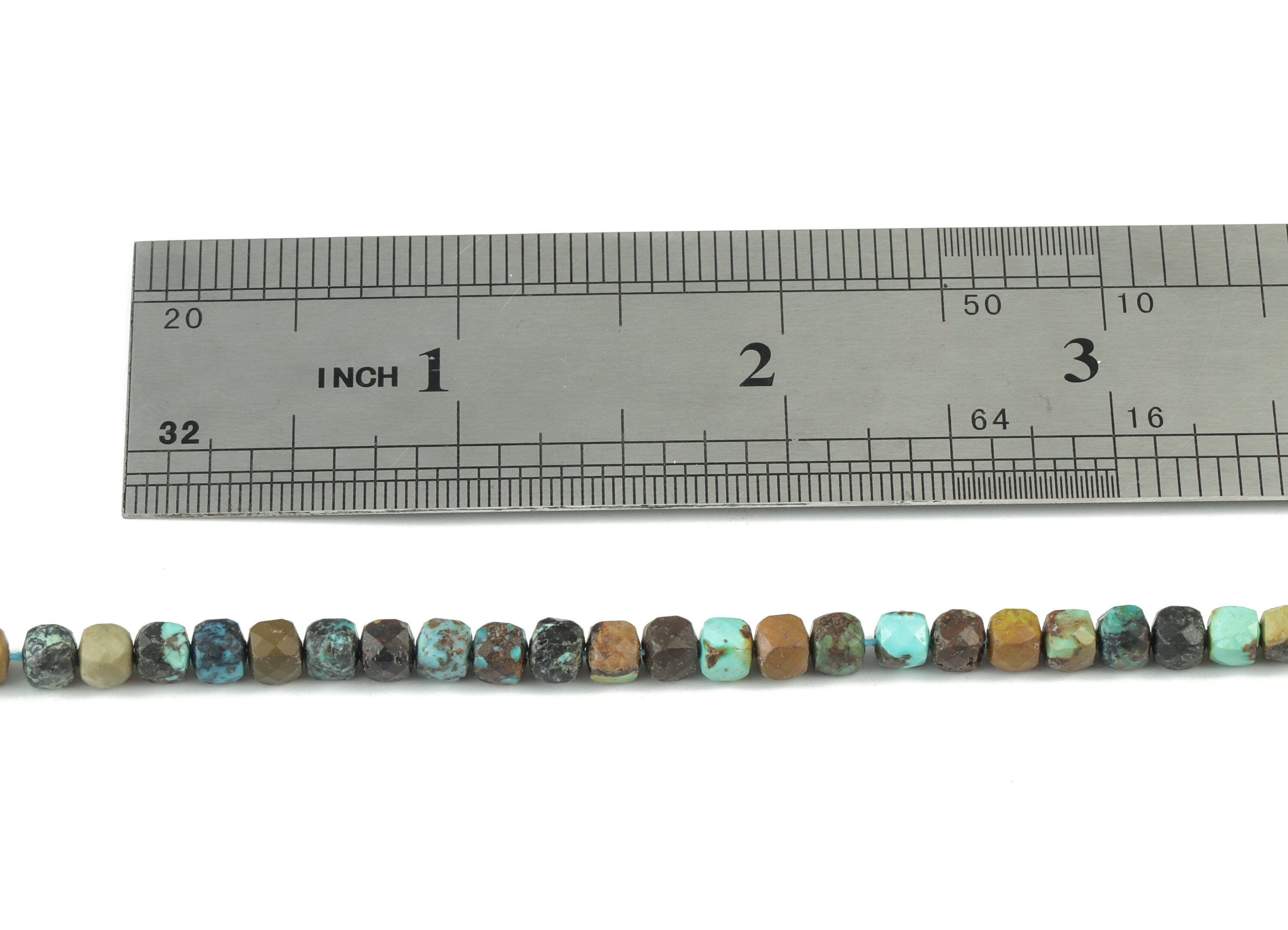 Turquoise Cube Beads 4mm - 15.5 inch - Faceted Cube Gemstone Beads - Natural Stone Beads - 4x4mm - NS1128 - DOMEDBAZAAR