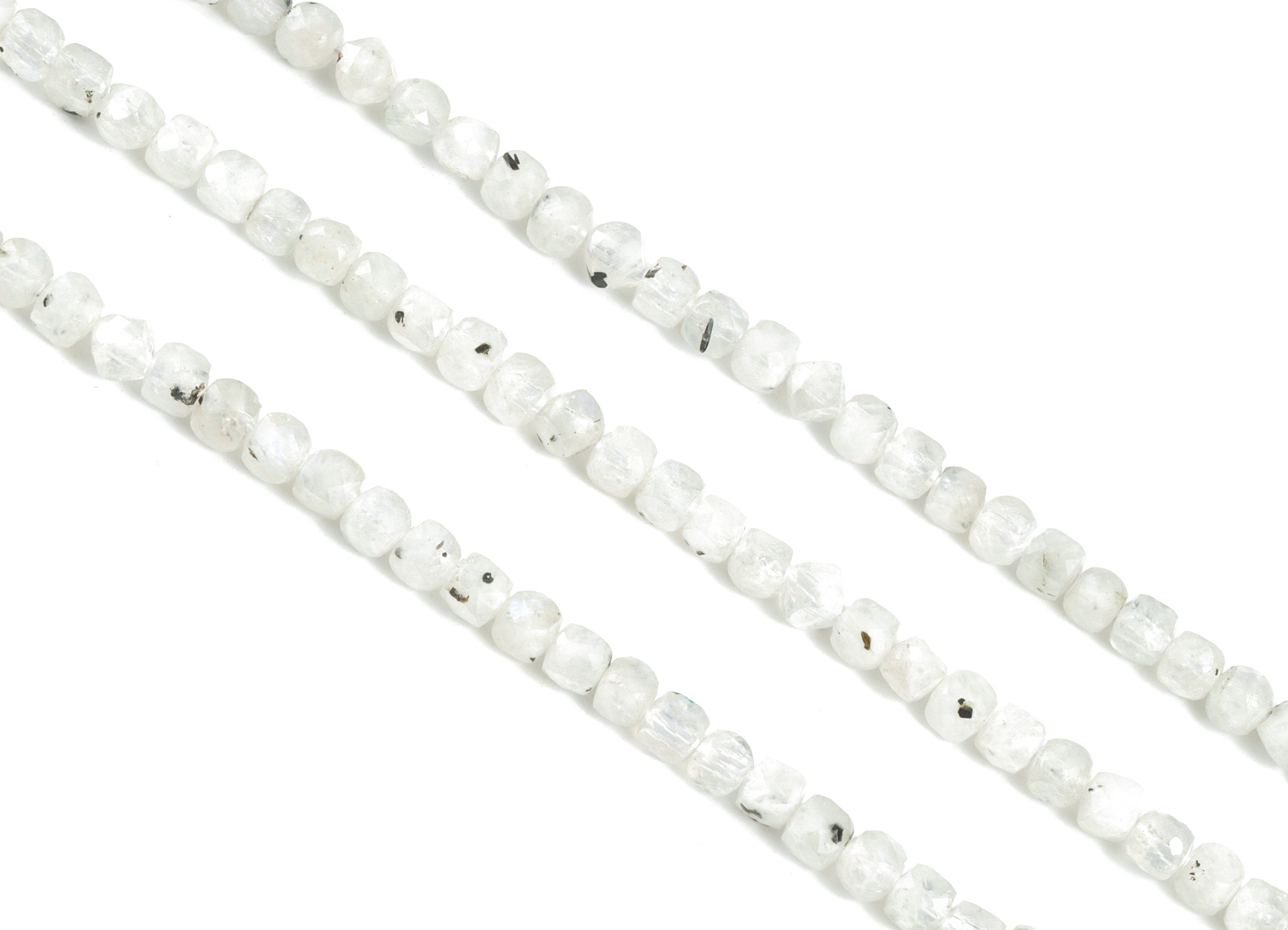 Moon Stone Cube Beads 4mm - 15.5 inch - Faceted Cube Gemstone Beads - Natural Stone Beads - 4x4mm - NS1133 - DOMEDBAZAAR