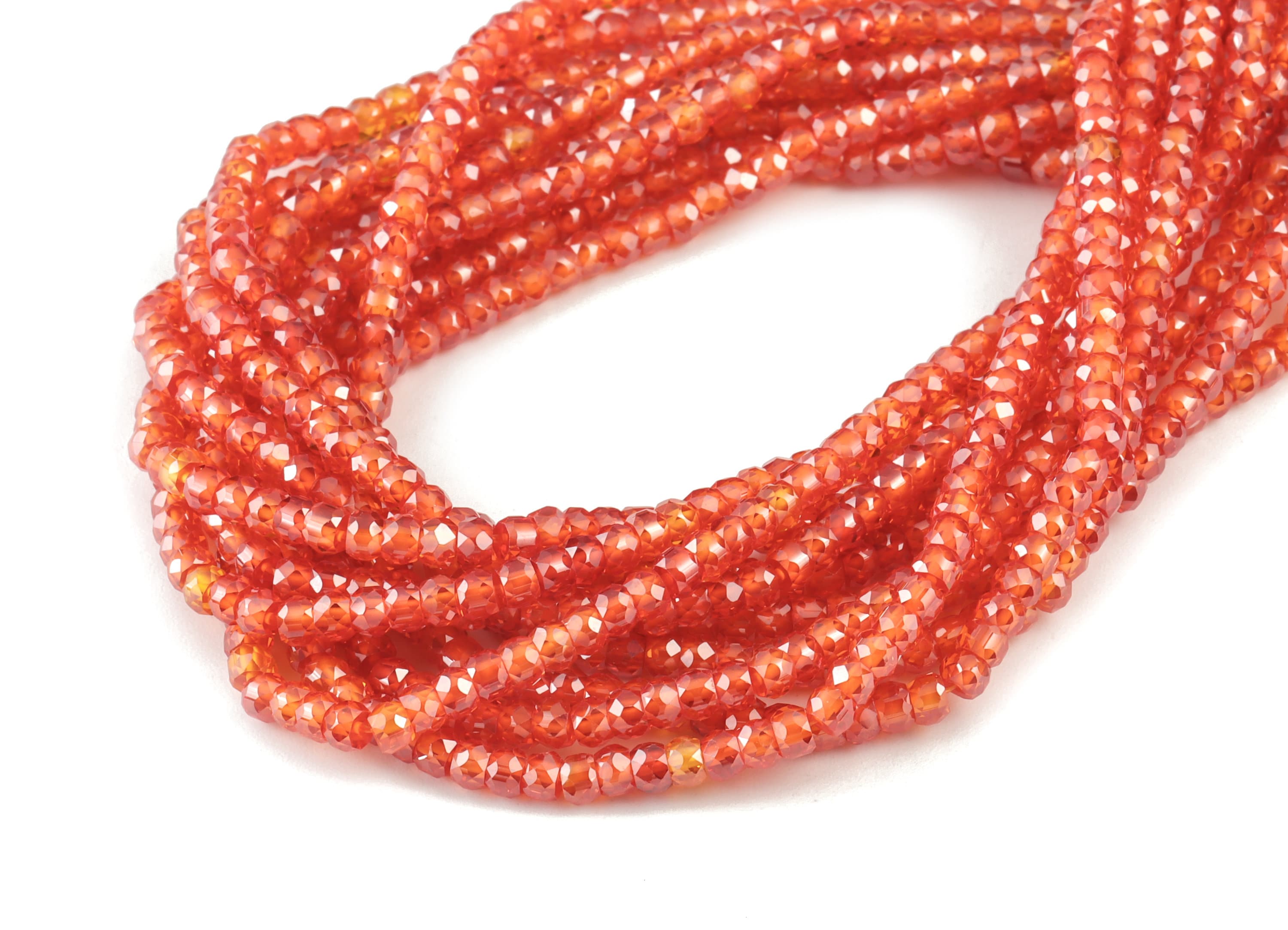Orange Zircon Rondelle Beads 3mm - 15.5 Inch - Orange Faceted Zircon Round Beads - Gemstone Beads  - NS1147A - DOMEDBAZAAR