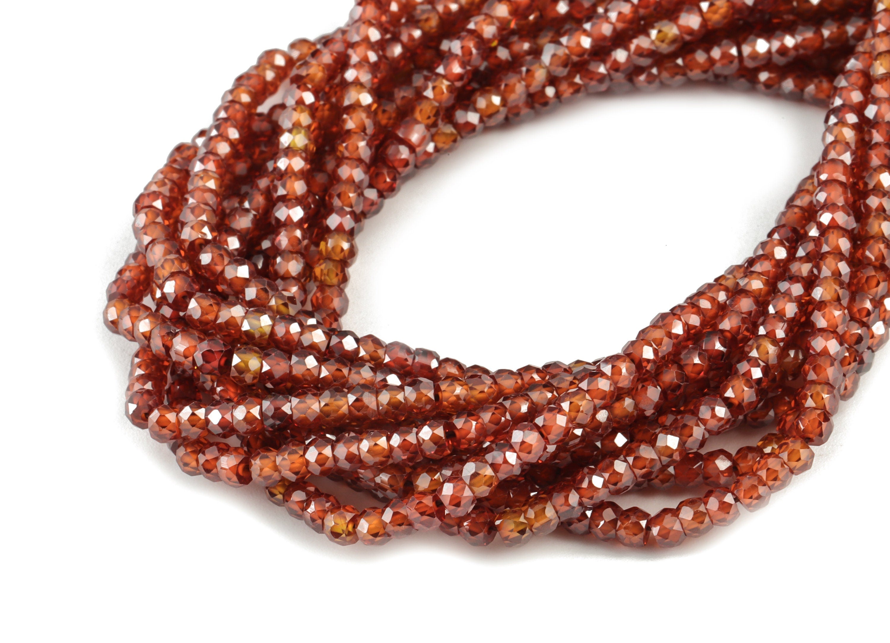 Brown Zircon Rondelle Beads 3mm - 15.5 Inch - Brown Faceted Zircon Round Beads - Gemstone Beads - NS1147B - DOMEDBAZAAR