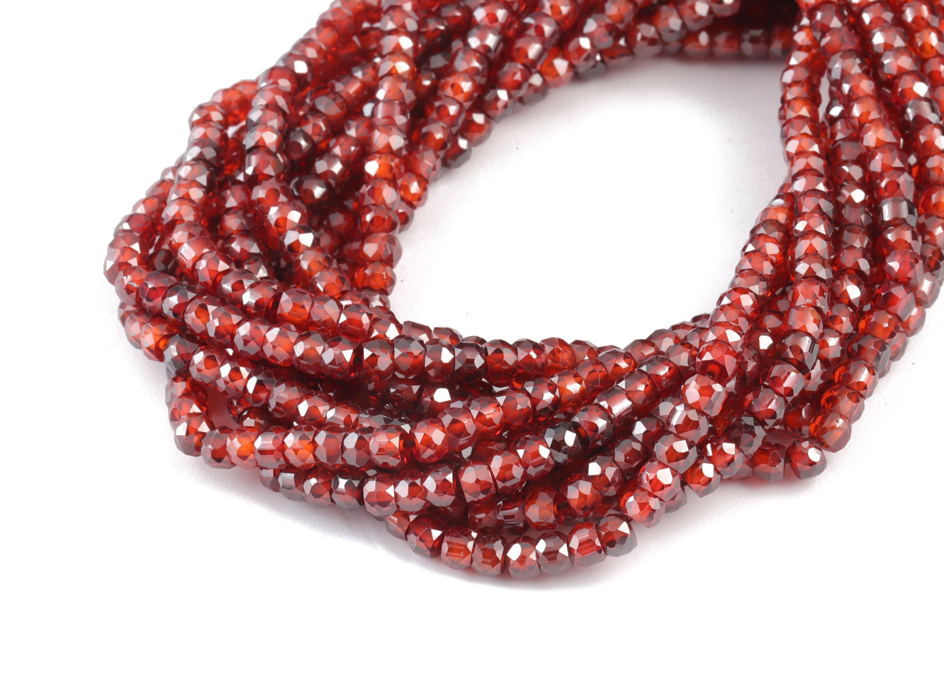 Coral Zircon Rondelle Beads 3mm - 15.5 Inch - Coral Faceted Zircon Round Beads - Gemstone Beads - NS1147C - DOMEDBAZAAR
