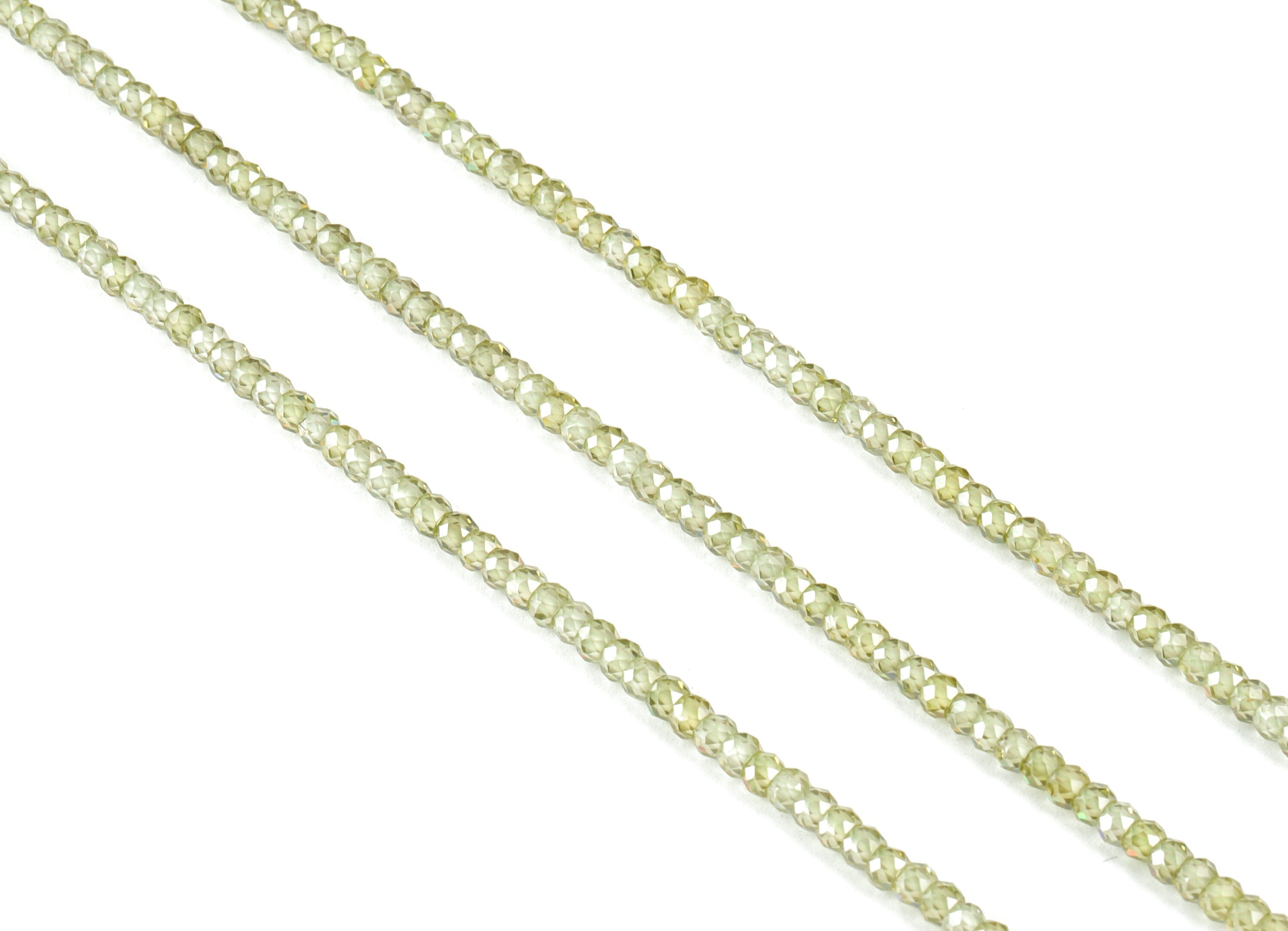 Green Zircon Rondelle Beads 3mm - 15.5 Inch - Green Faceted Zircon Round Beads - Gemstone Beads - NS1147D - DOMEDBAZAAR