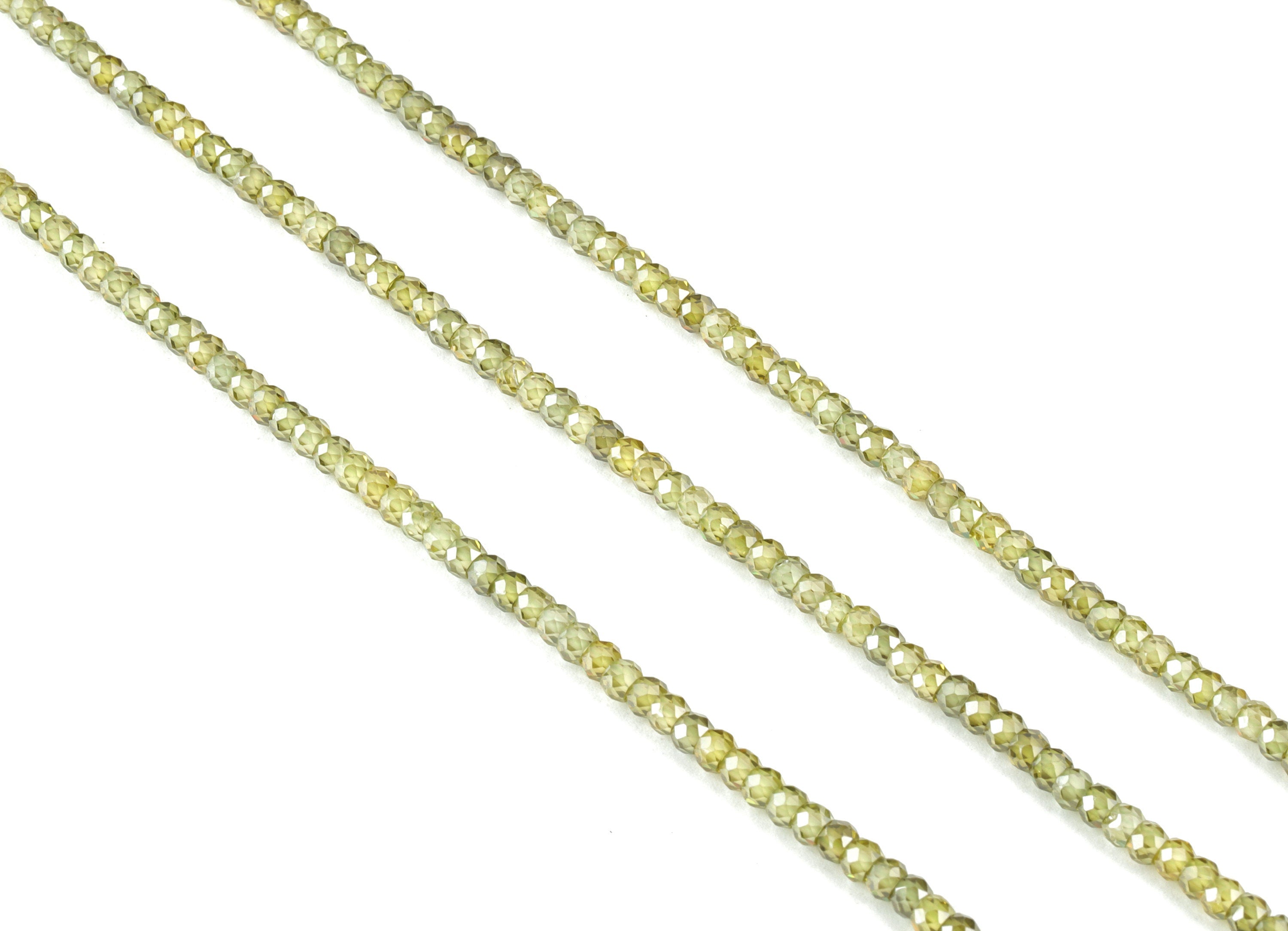 Green Zircon Rondelle Beads 3mm - 15.5 Inch - Green Faceted Zircon Round Beads - Gemstone Beads - NS1147E - DOMEDBAZAAR