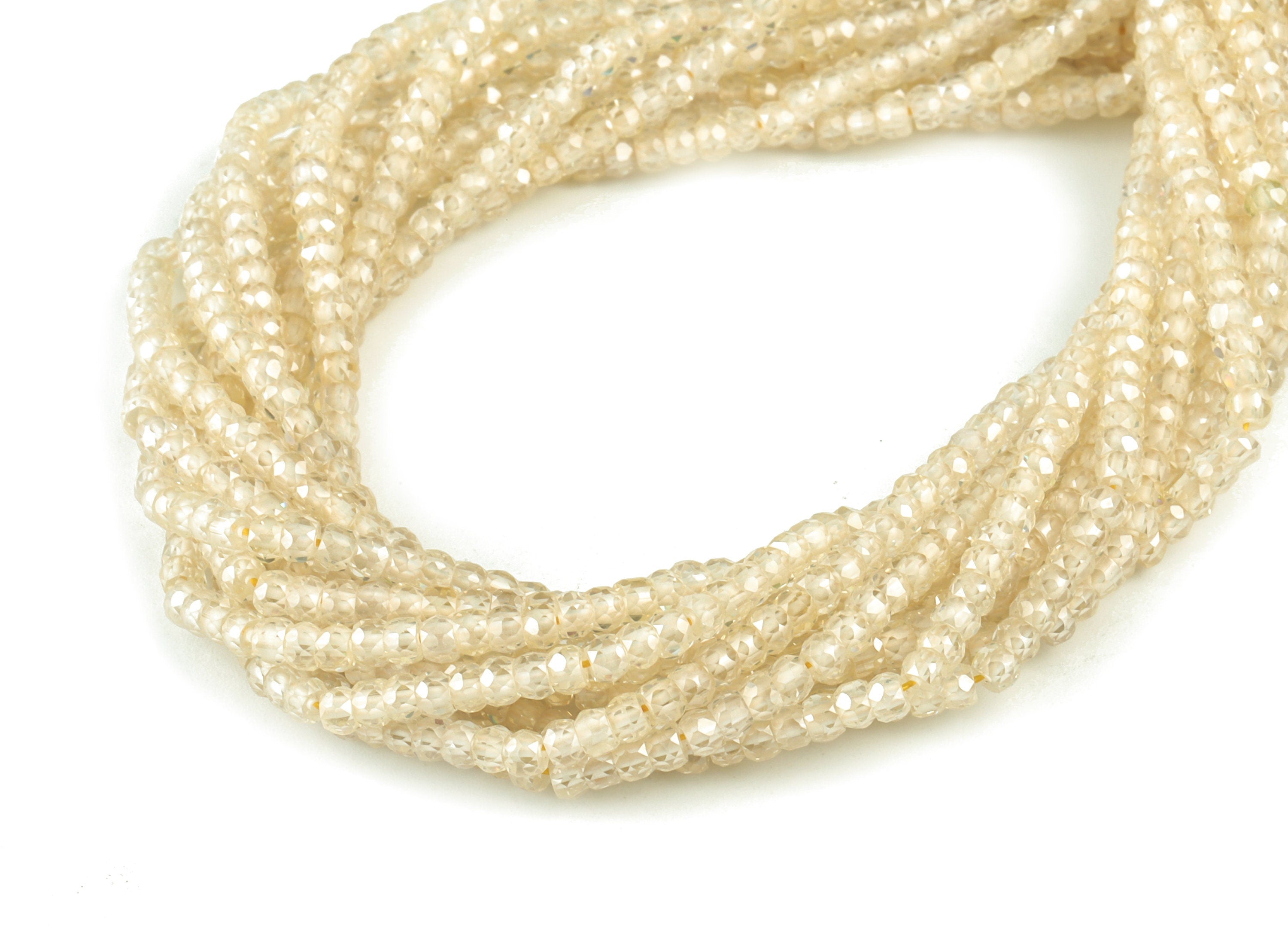 Cream Zircon Rondelle Beads 3mm - 15.5 Inch - Cream Faceted Zircon Round Bead - Gemstone Bead - NS1147G - DOMEDBAZAAR