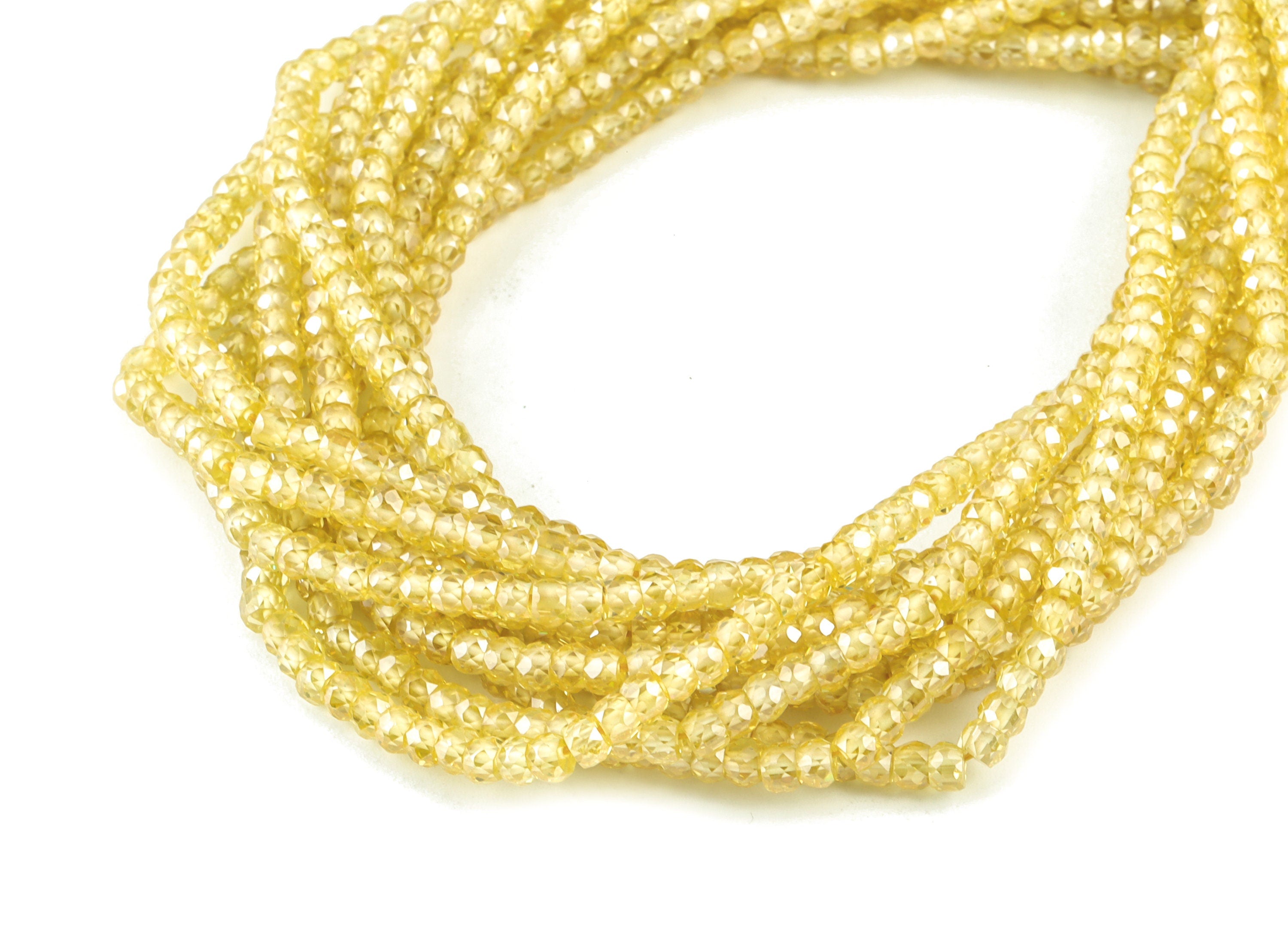 Yellow Zircon Rondelle Beads 3mm - 15.5 Inch - Yellow Faceted Zircon Round Beads - Gemstone Beads - NS1147I - DOMEDBAZAAR