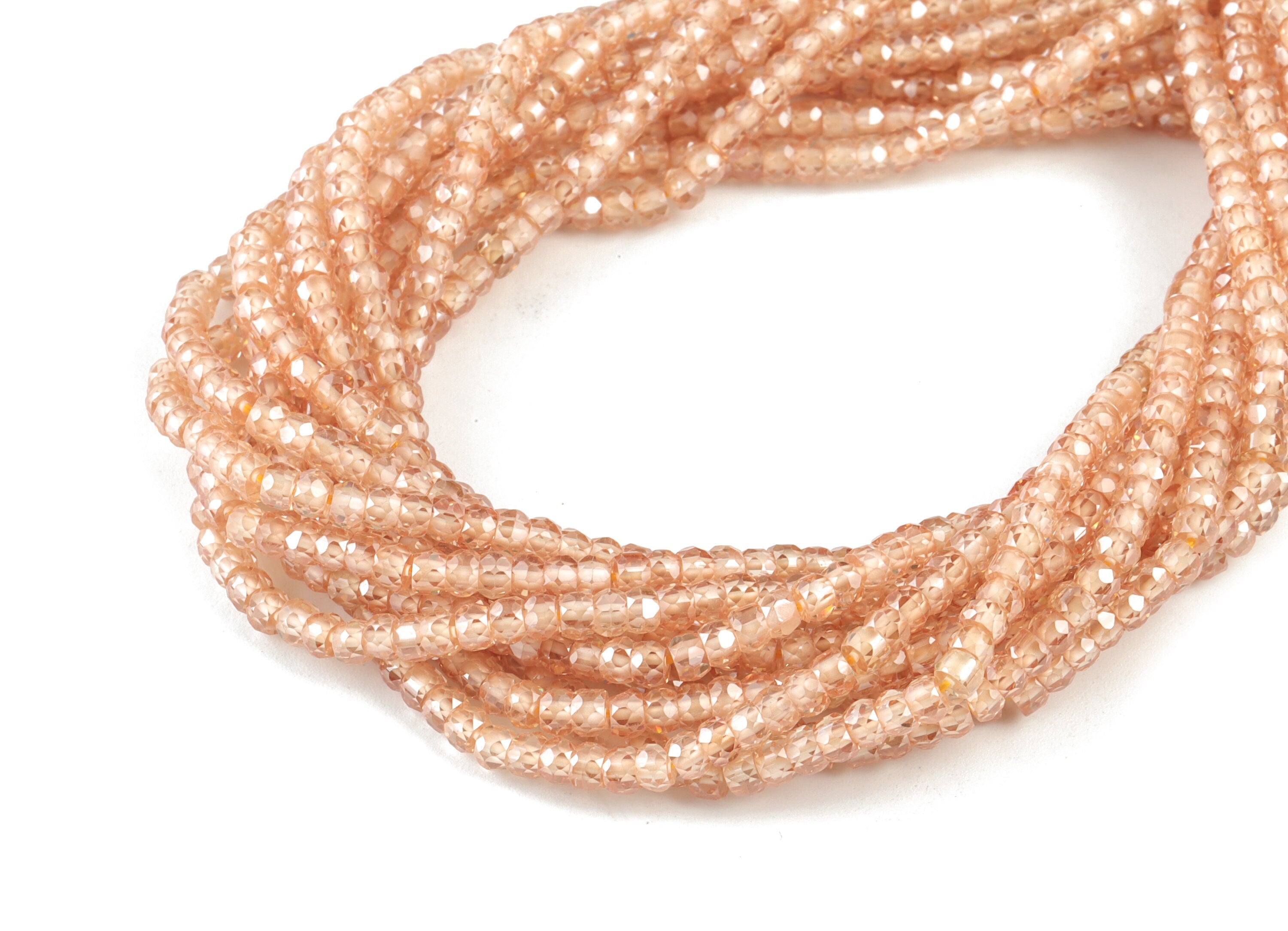 Rose Zircon Rondelle Beads 3mm - 15.5 Inch - Rose Faceted Zircon Round Beads - Gemstone Beads - NS1147J - DOMEDBAZAAR