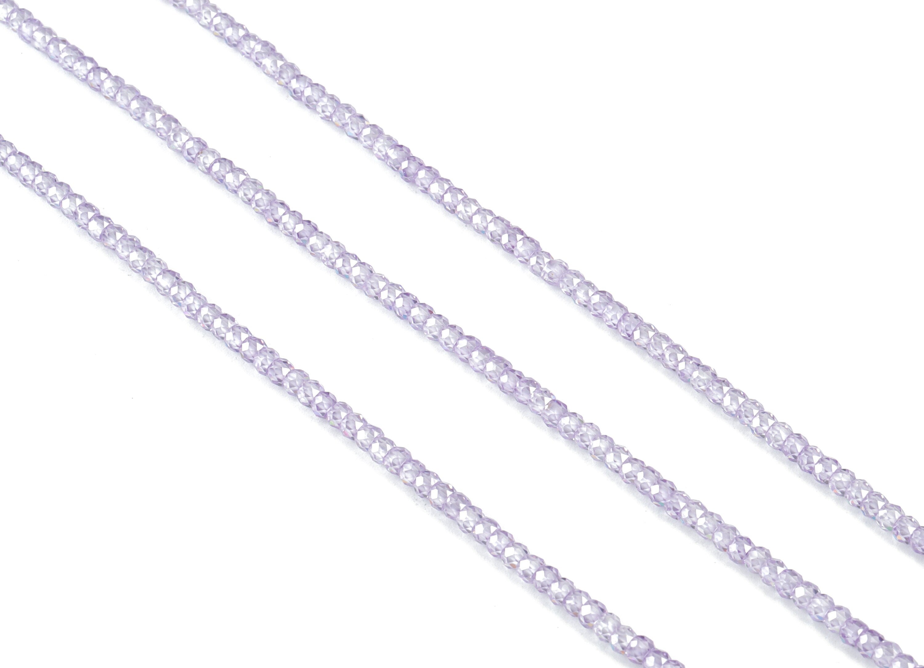 Purple Zircon Rondelle Beads 3mm - 15.5 Inch - Purple Faceted Zircon Round Beads - Gemstone Beads  - NS1147M - DOMEDBAZAAR