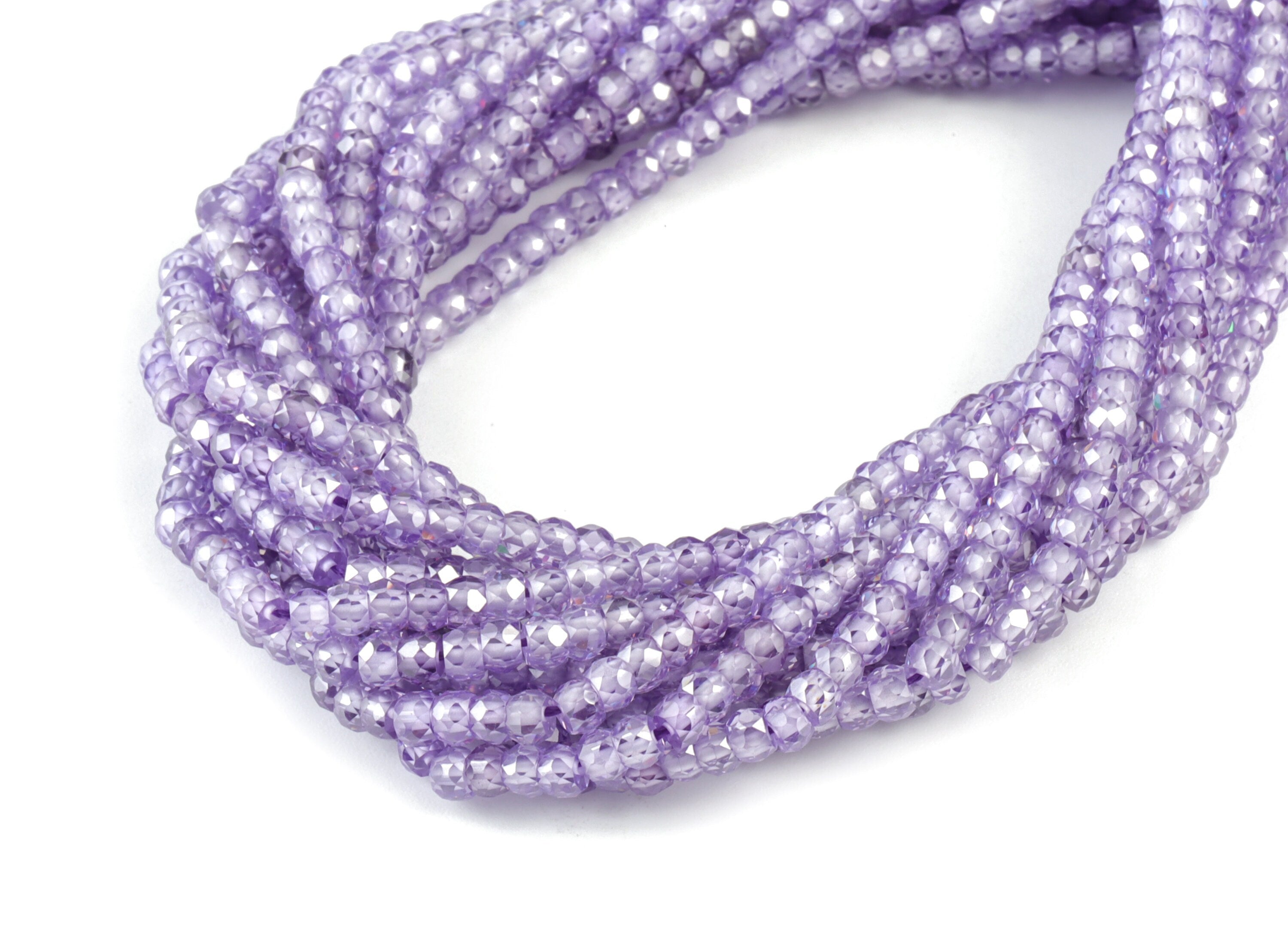 Purple Zircon Rondelle Beads 3mm - 15.5 Inch - Purple Faceted Zircon Round Beads - Gemstone Beads  - NS1147N - DOMEDBAZAAR