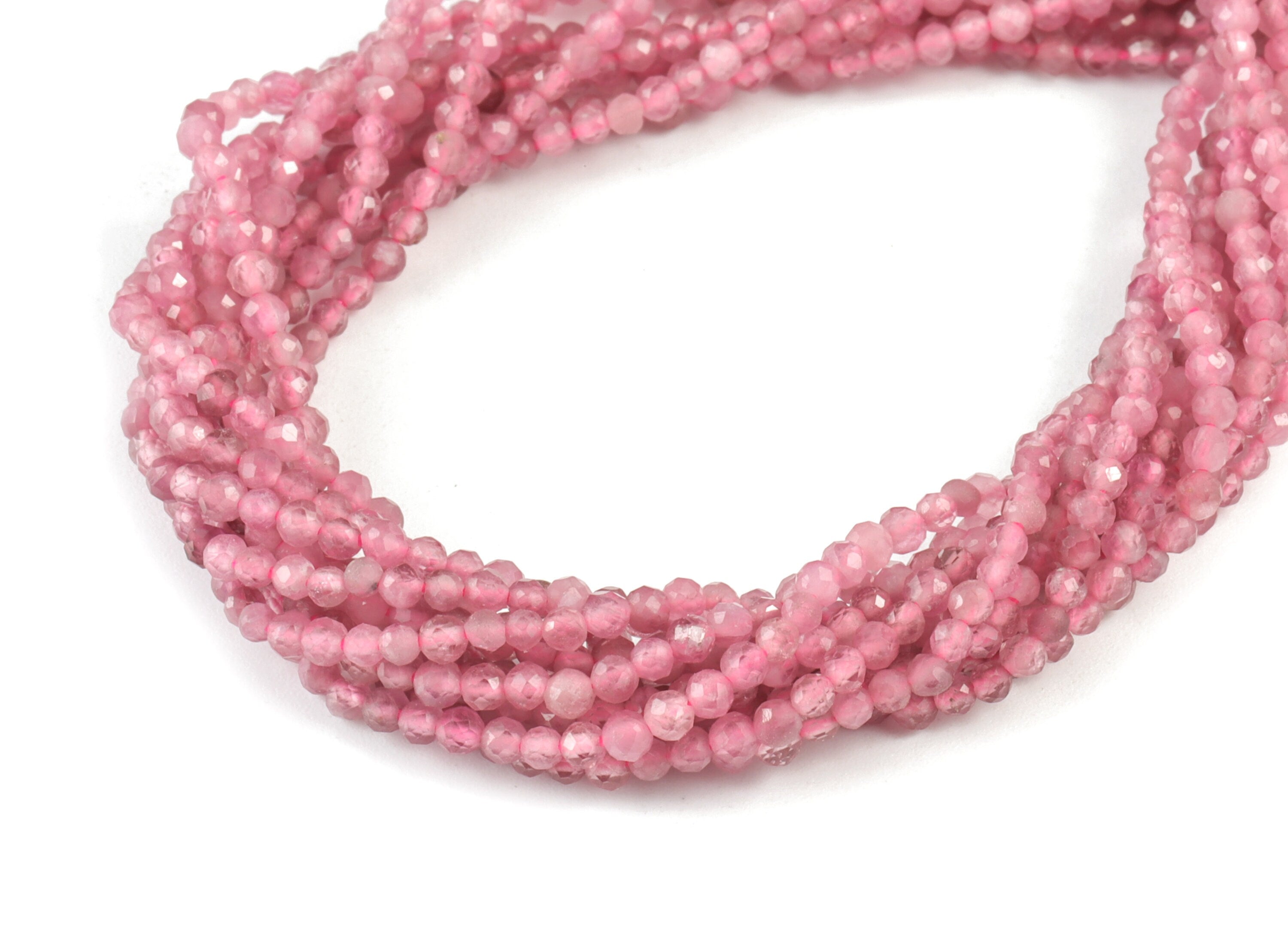 Pink Tourmaline Round Beads 2mm - 15.5 inch - Faceted Round Gemstone Beads - Natural Stone Beads - 2x2mm - NS1148 - DOMEDBAZAAR