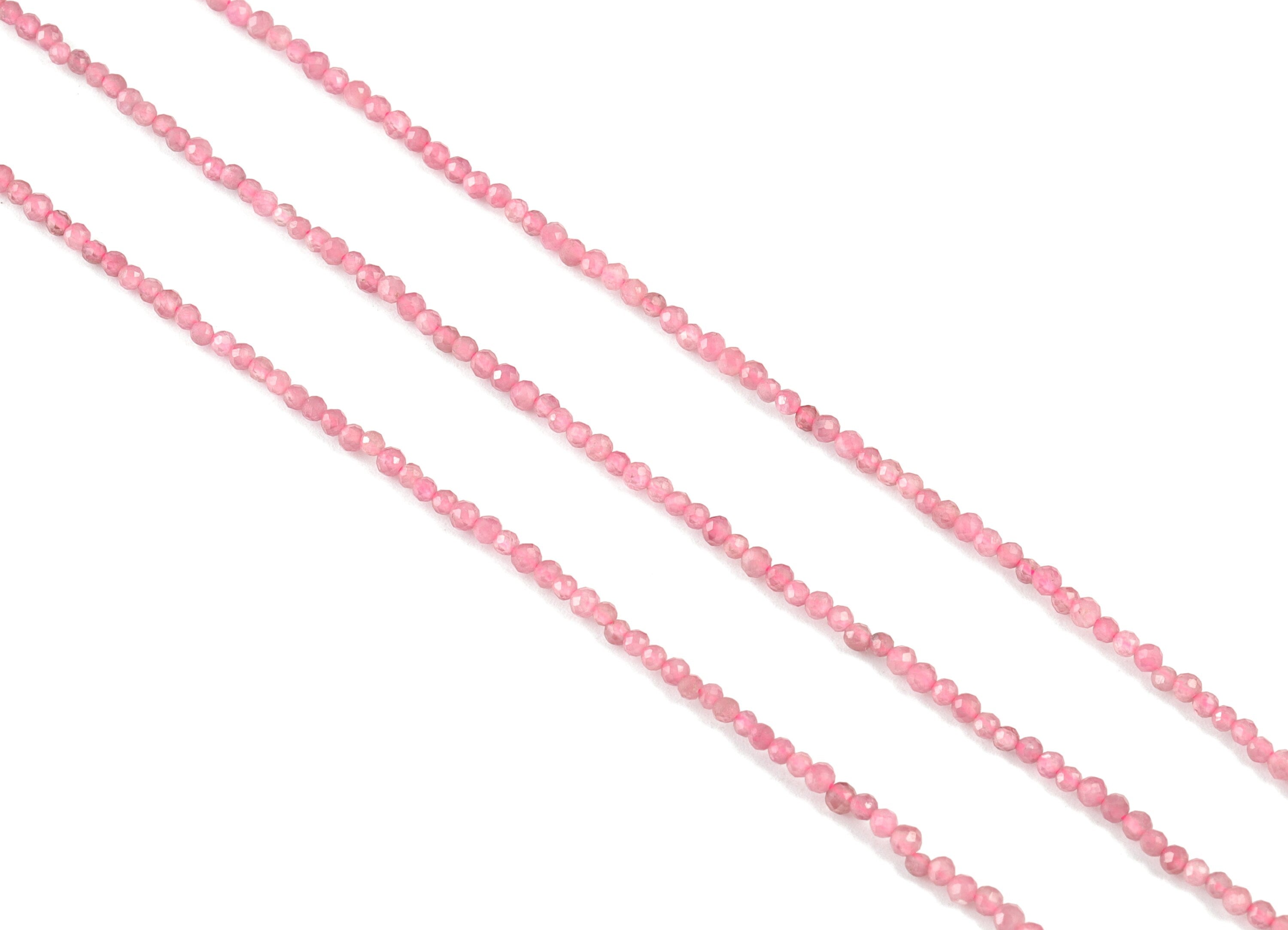 Pink Tourmaline Round Beads 2mm - 15.5 inch - Faceted Round Gemstone Beads - Natural Stone Beads - 2x2mm - NS1148 - DOMEDBAZAAR