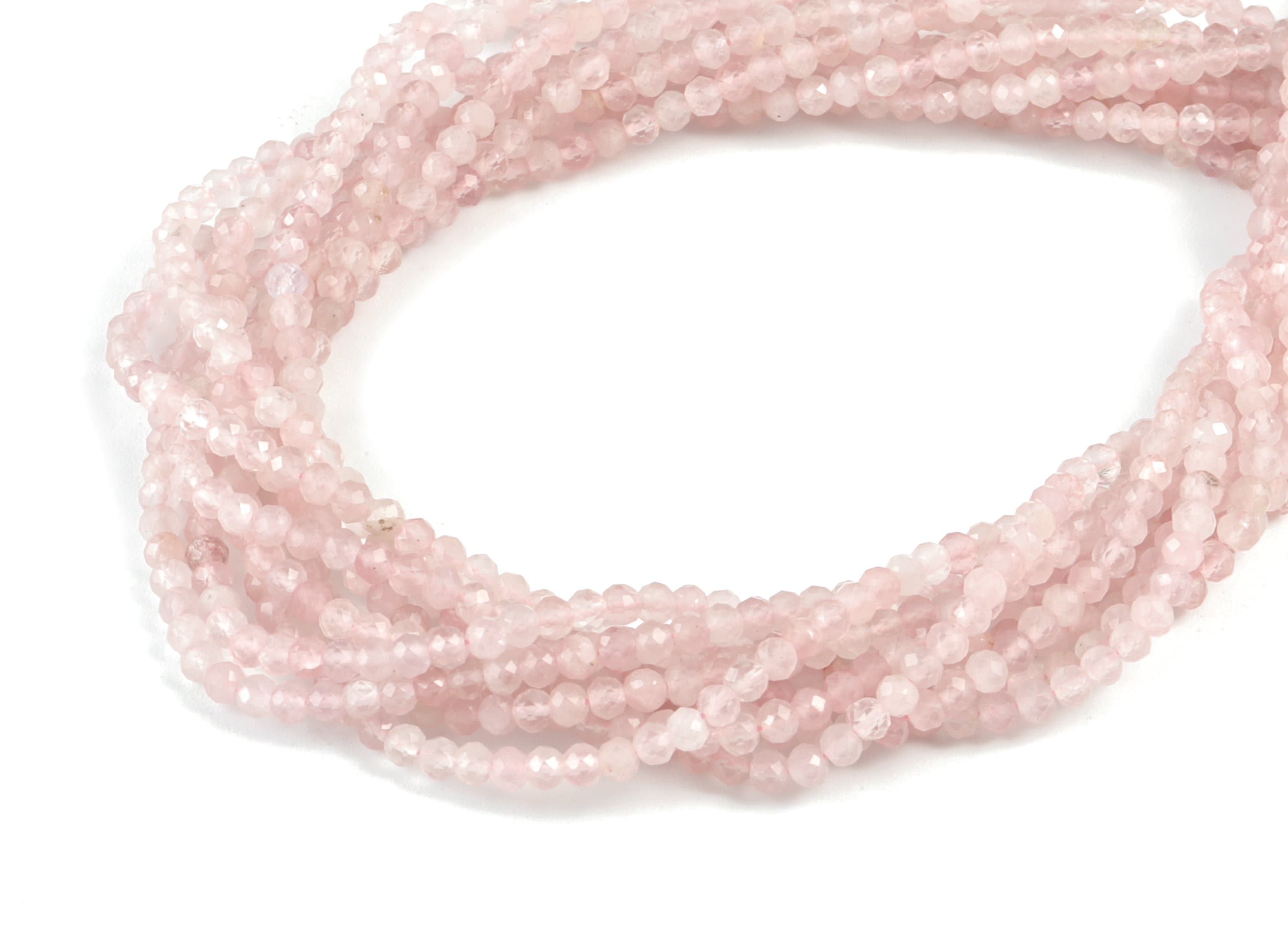 Rose Quartz Round Beads 3mm - 15.5 inch - Faceted Round Gemstone Beads - Natural Stone Beads - 3x3mm - NS1150 - DOMEDBAZAAR