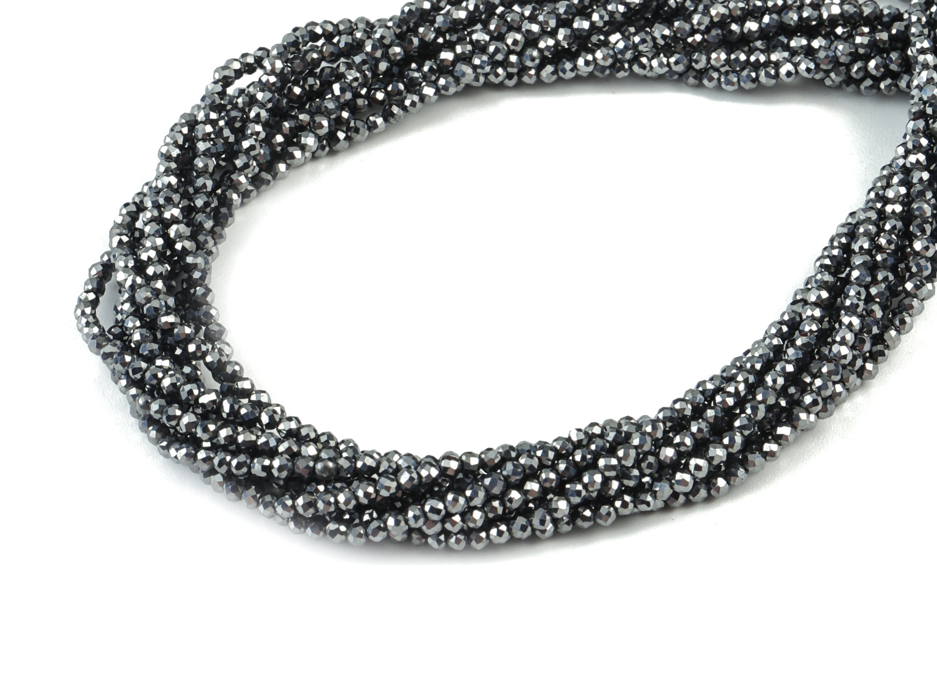 Titanium Hezi Round Beads 2mm - 15.5 inch - Faceted Round Gemstone Beads - Natural Stone Beads - 2x2mm - NS1154 - DOMEDBAZAAR