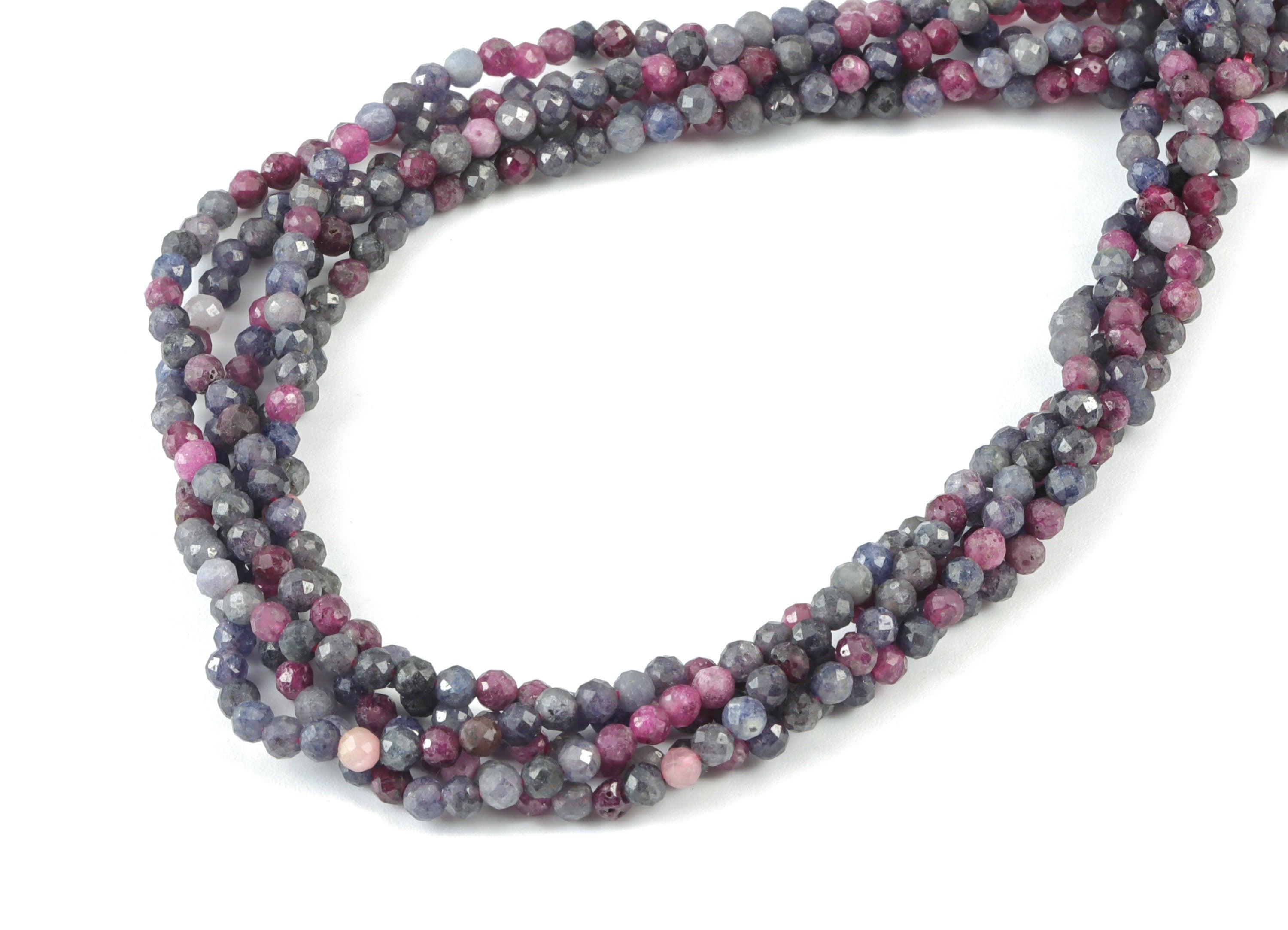 Red Sapphire Round Beads 3mm - 15.5 inch - Faceted Round Gemstone Beads - Natural Stone Beads - 3x3mm - NS1163 - DOMEDBAZAAR
