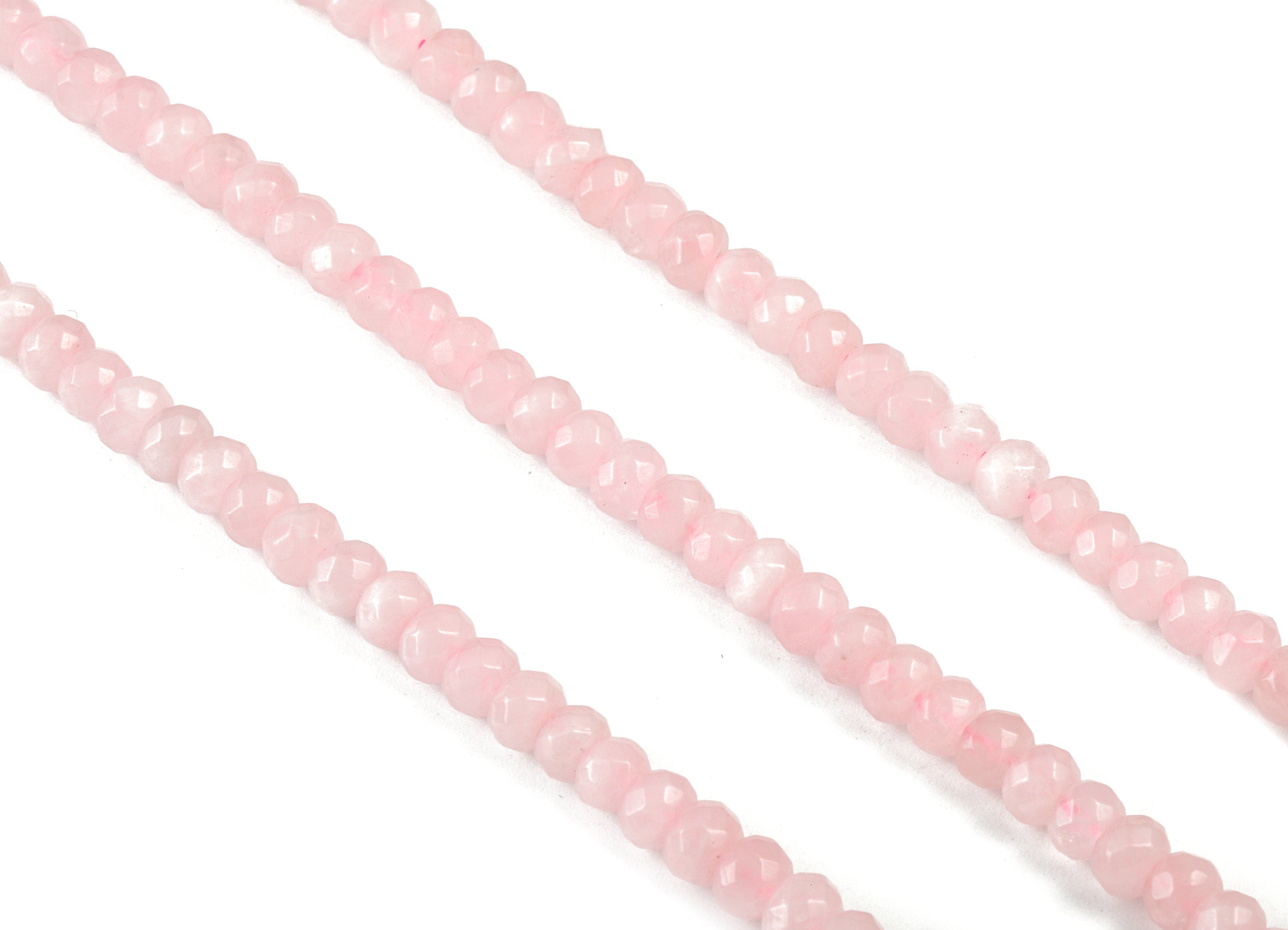 Crystal Pink Quartz Round Beads 4-6mm - 15.5 inch - Faceted Round Gemstone Beads - Natural Stone Beads - 4x6mm - NS1178 - DOMEDBAZAAR