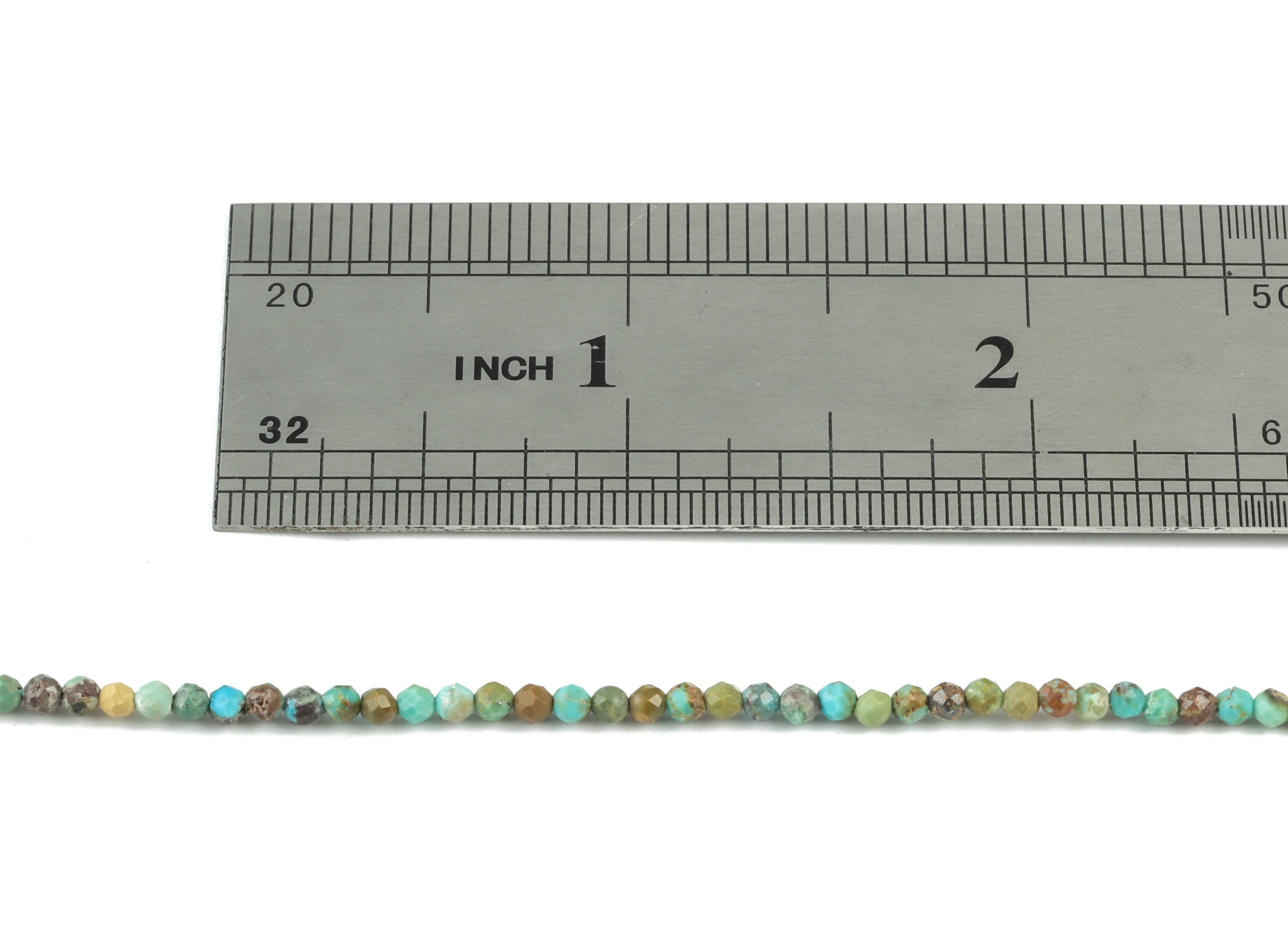 Turquoise Round Beads 2mm - 15.5 inch - Faceted Round Gemstone Beads - Natural Stone Beads - 2x2mm - NS1198 - DOMEDBAZAAR
