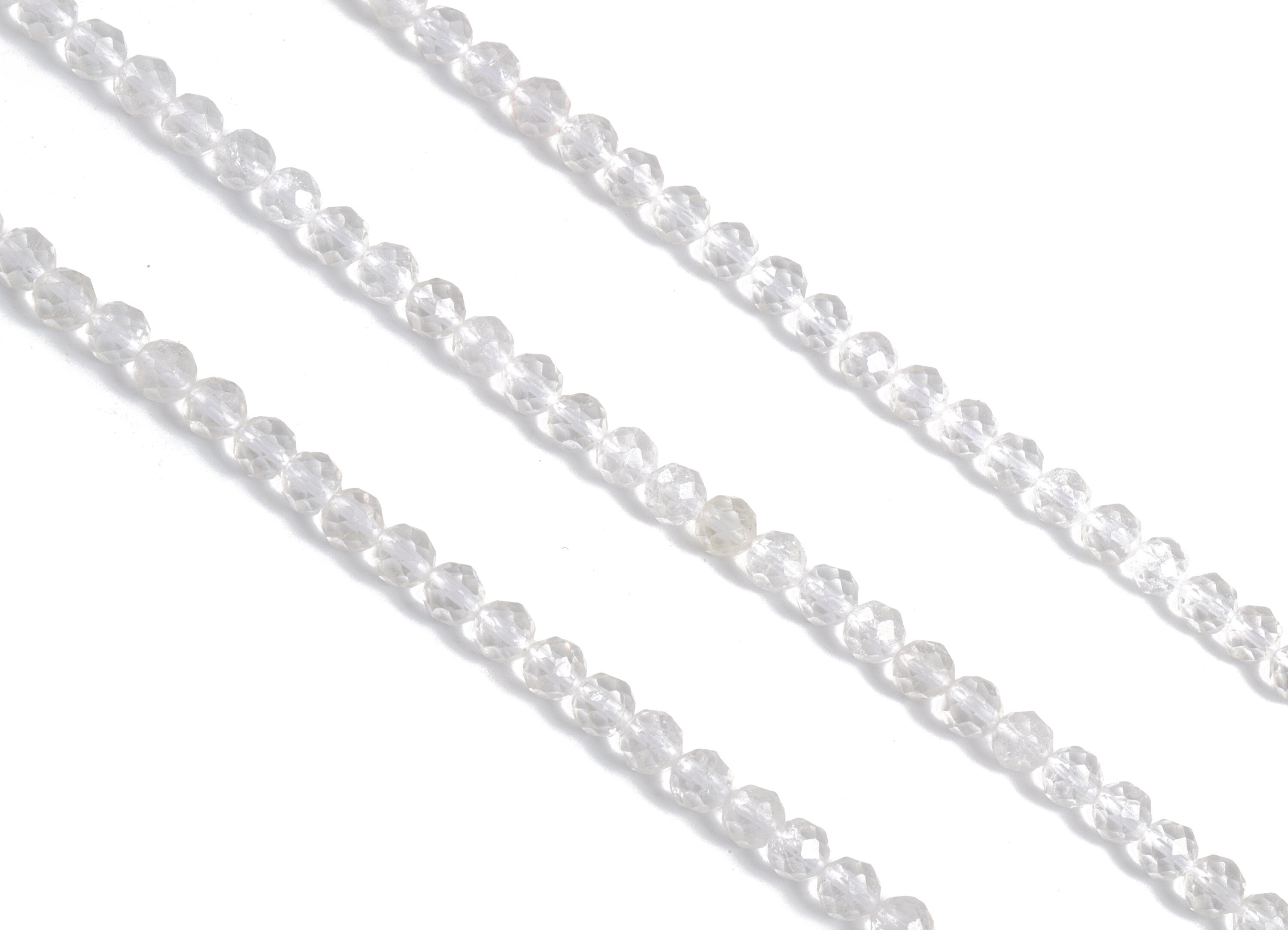 White Crystal Round Beads 4mm - 15.5 inch - Faceted Round Gemstone Beads - Natural Stone Beads - 4x4mm - NS1201 - DOMEDBAZAAR