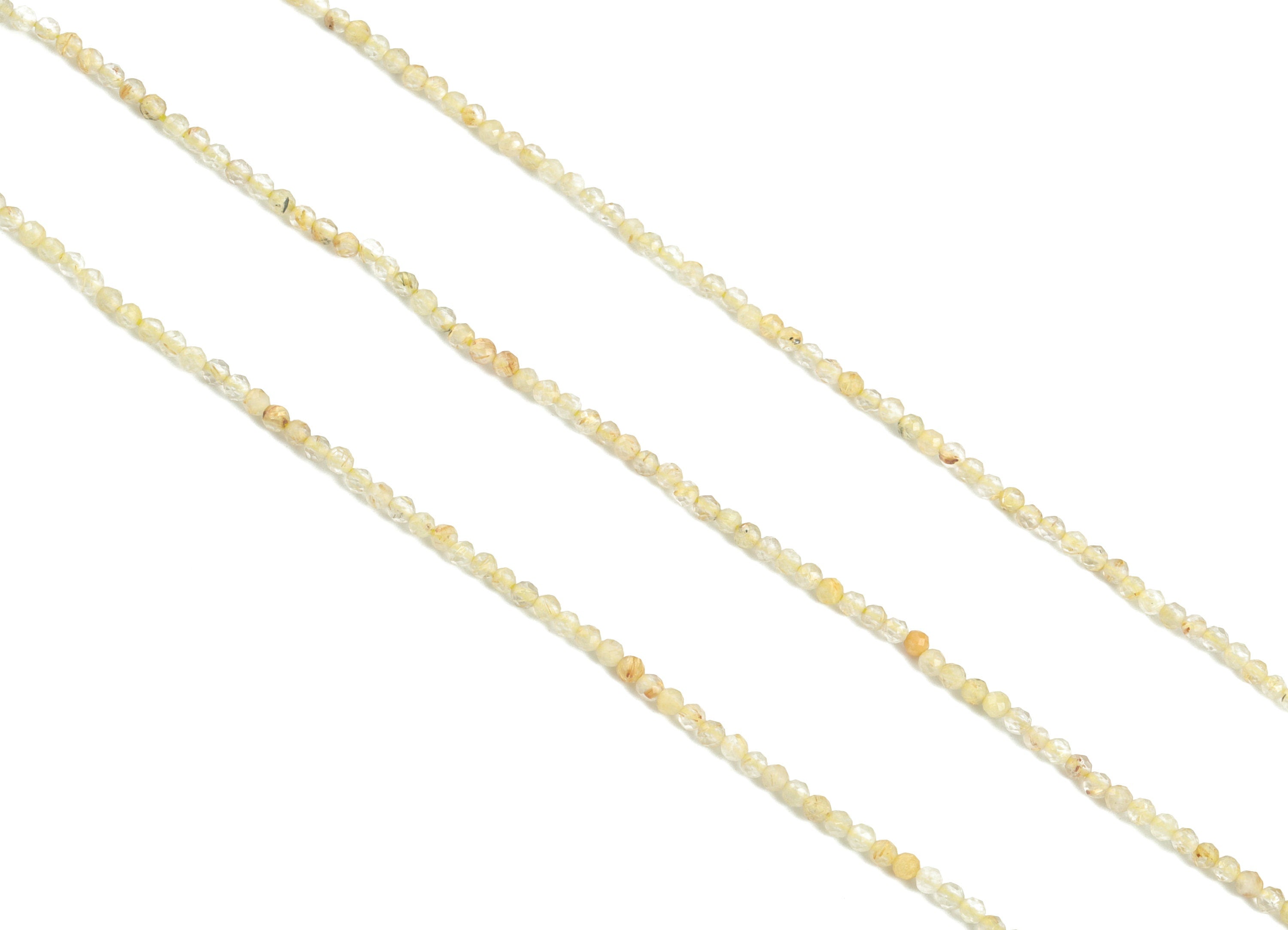 Golden Hair Crystal Round Beads 2mm - 15.5 inch - Faceted Round Gemstone Beads - Natural Stone Beads - 2x2mm - NS1209 - DOMEDBAZAAR
