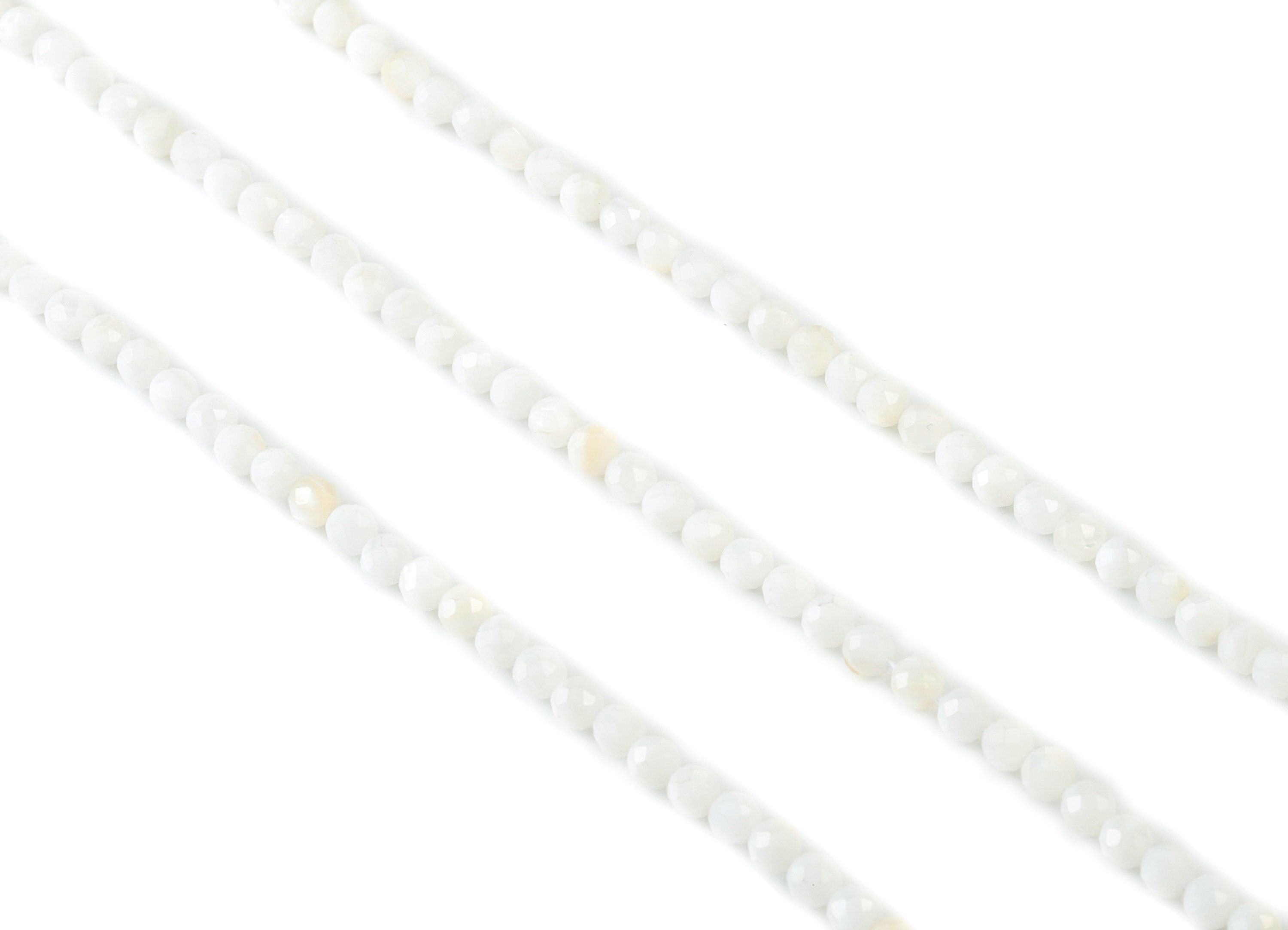 White Conch Round Beads 3mm - 15.5 inch - Faceted Round Gemstone Beads - Natural Stone Beads - 3x3mm - NS1222 - DOMEDBAZAAR
