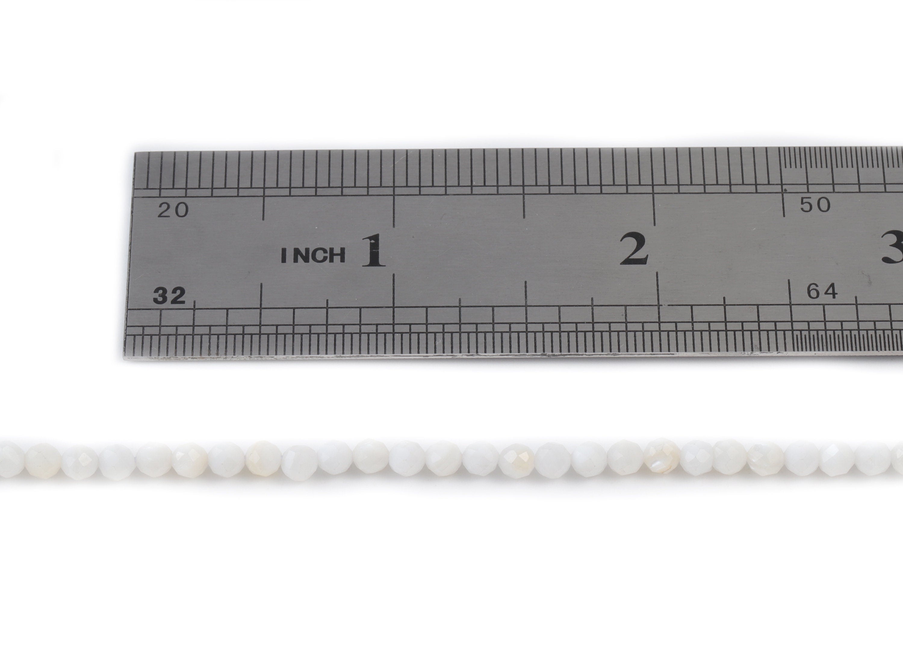 White Conch Round Beads 3mm - 15.5 inch - Faceted Round Gemstone Beads - Natural Stone Beads - 3x3mm - NS1222 - DOMEDBAZAAR
